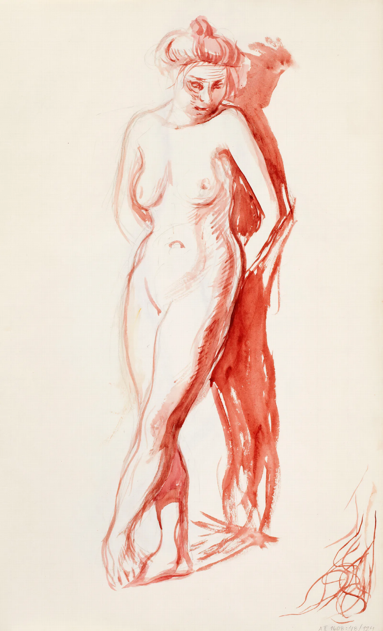 Seisova Seinaan Nojaava Malli Wall Art by Magnus Enckell - Canvas Print