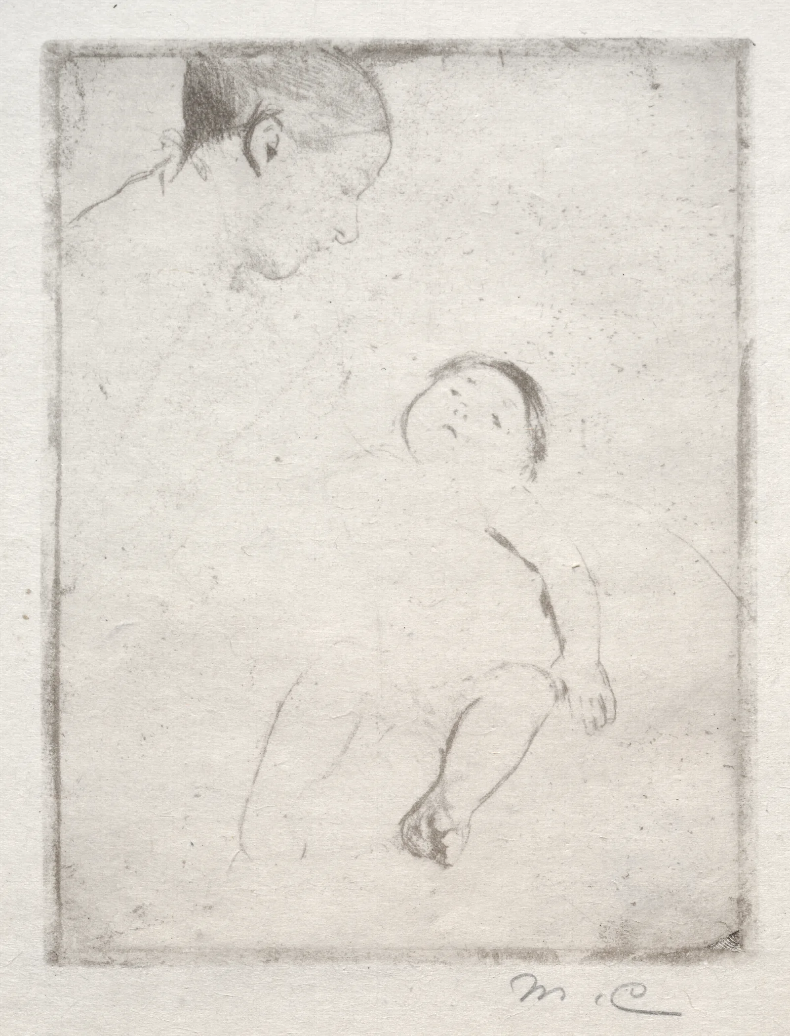 Bill Lying On His Mothers Lap Wall Art by Mary Cassatt - Canvas Print