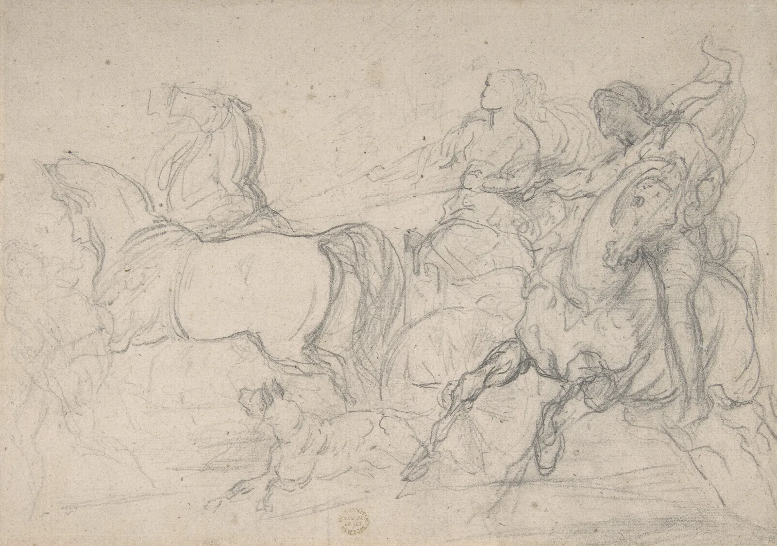Charioteer And Horseman Wall Art by Théodore Géricault - Canvas Print