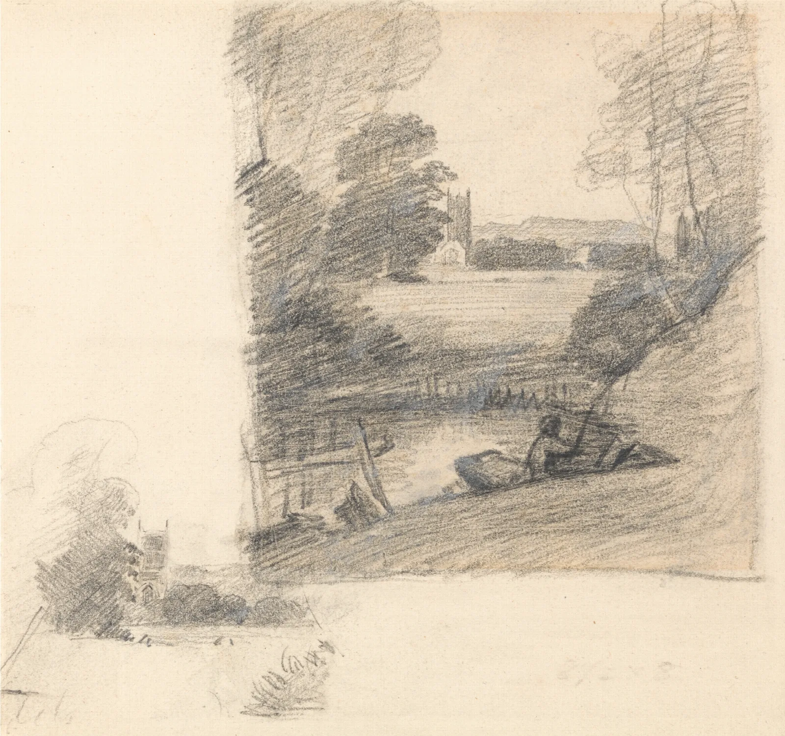 Two Studies Of Dedham Church From The East Wall Art by John Constable - Canvas Print