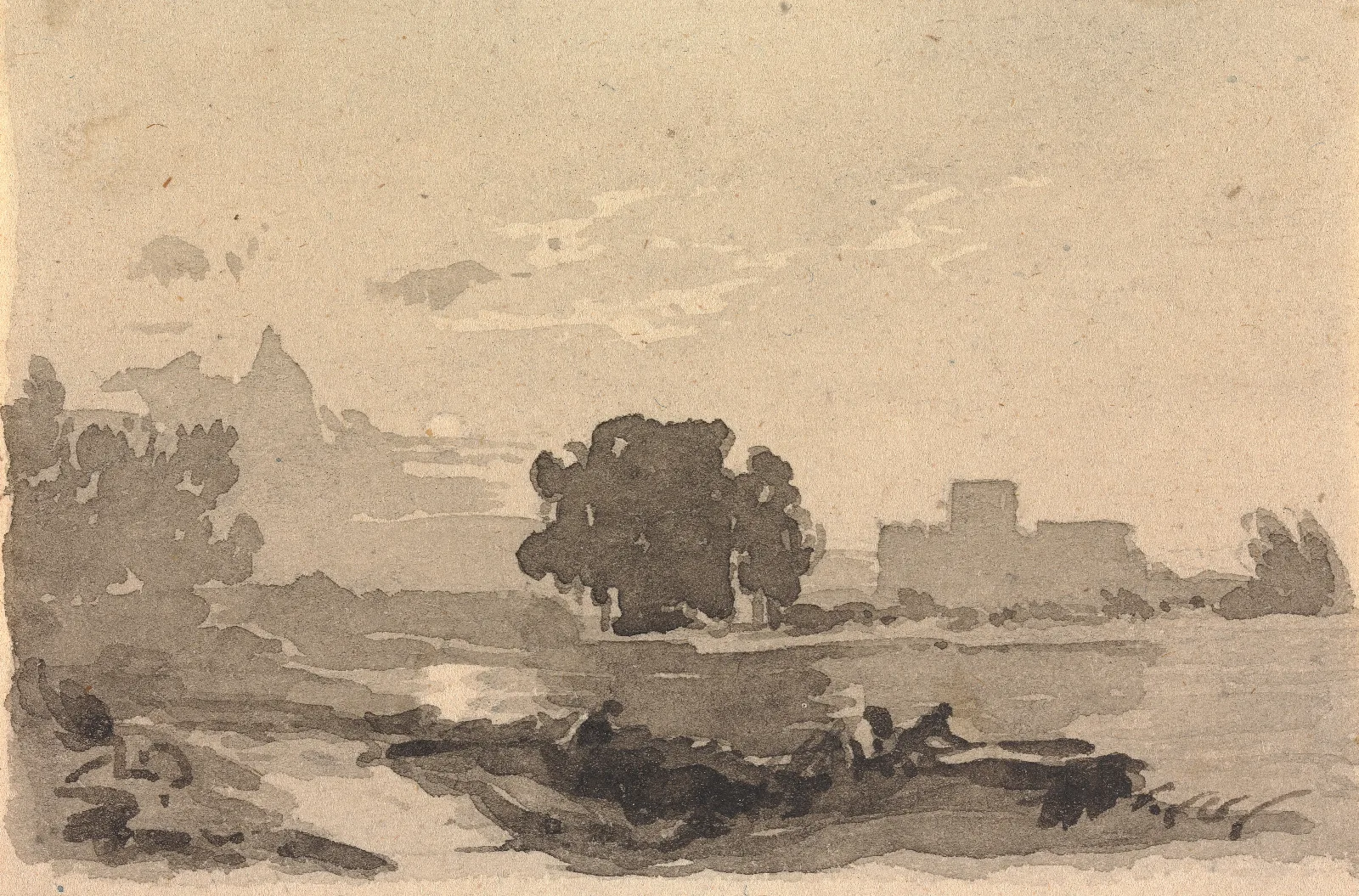 Landscape With Castle In Background Wall Art by Thomas Sully - Canvas Print