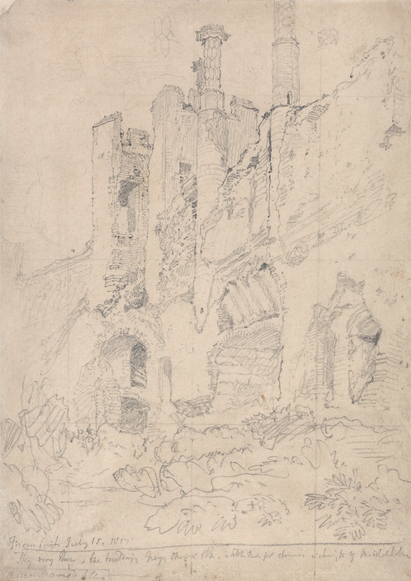 Framlingham Castle Suffolk Part Of Ruined Interior Wall Art by John Sell Cotman - Canvas Print