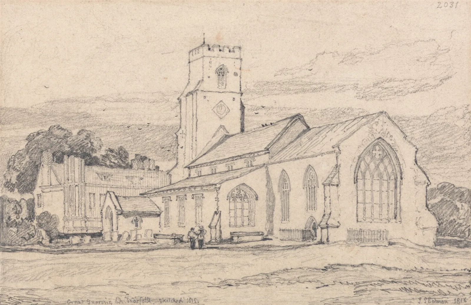 Great Snoring Church Norfolk Wall Art by John Sell Cotman - Canvas Print
