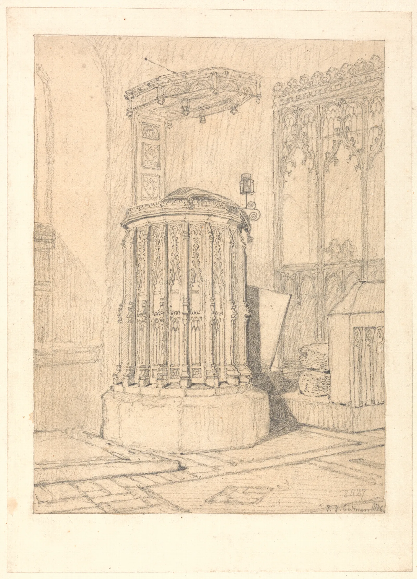 Pulpit In South Burlingham Church Norfolk Wall Art by John Sell Cotman - Canvas Print