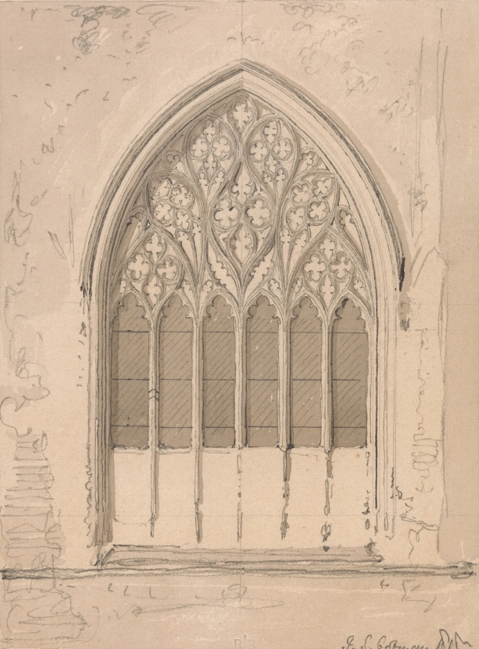 West Window Of Snettisham Church Norfolk Wall Art by John Sell Cotman - Canvas Print