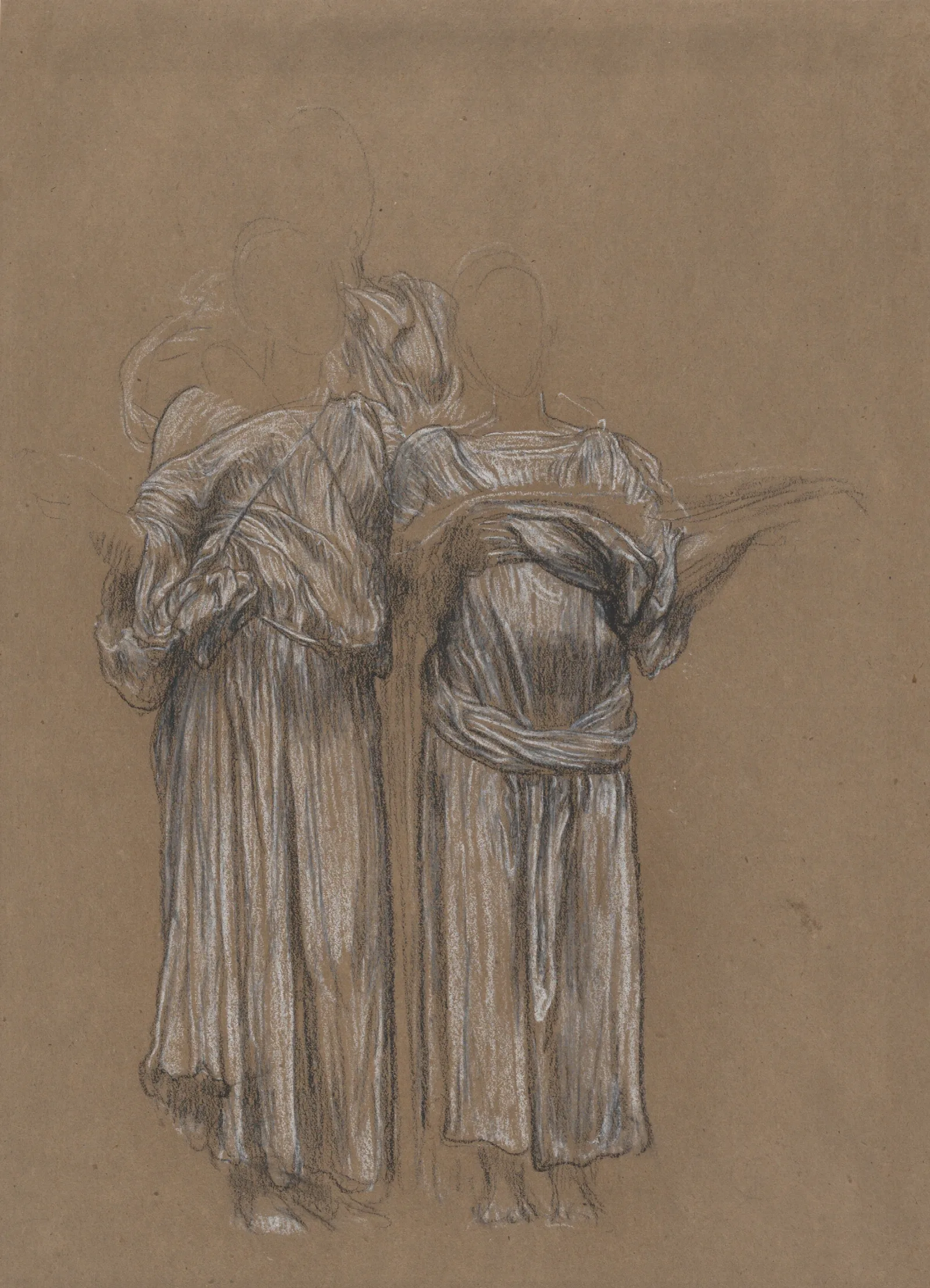 Study Of Three Standing Draped Female Figures For Music Wall Art by Frederic Leighton - Canvas Print