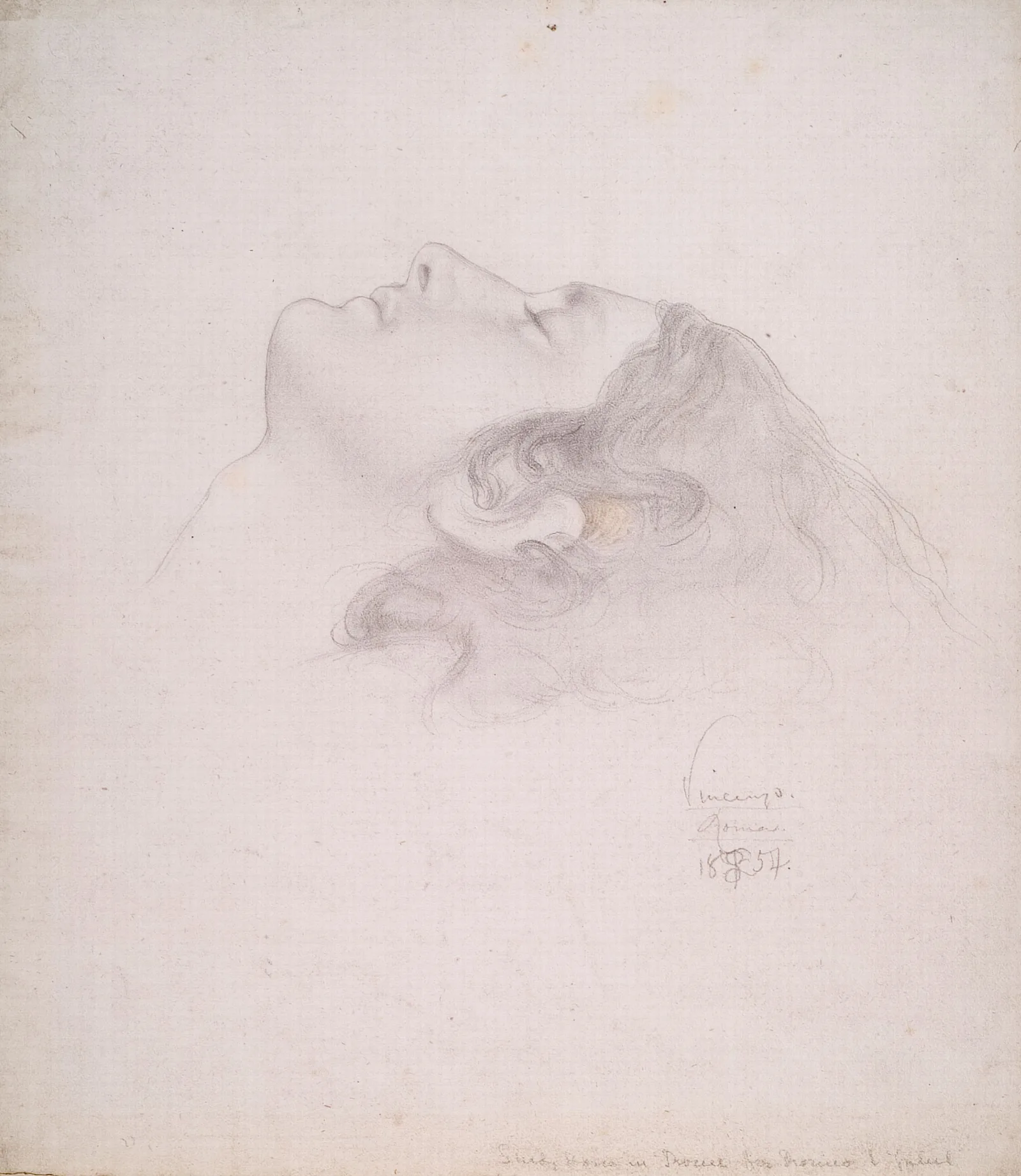 Study Of Vicenzo For The Head Of Romeo In Reconciliation Of The Montagues And The Capulets Wall Art by Frederic Leighton - Canvas Print