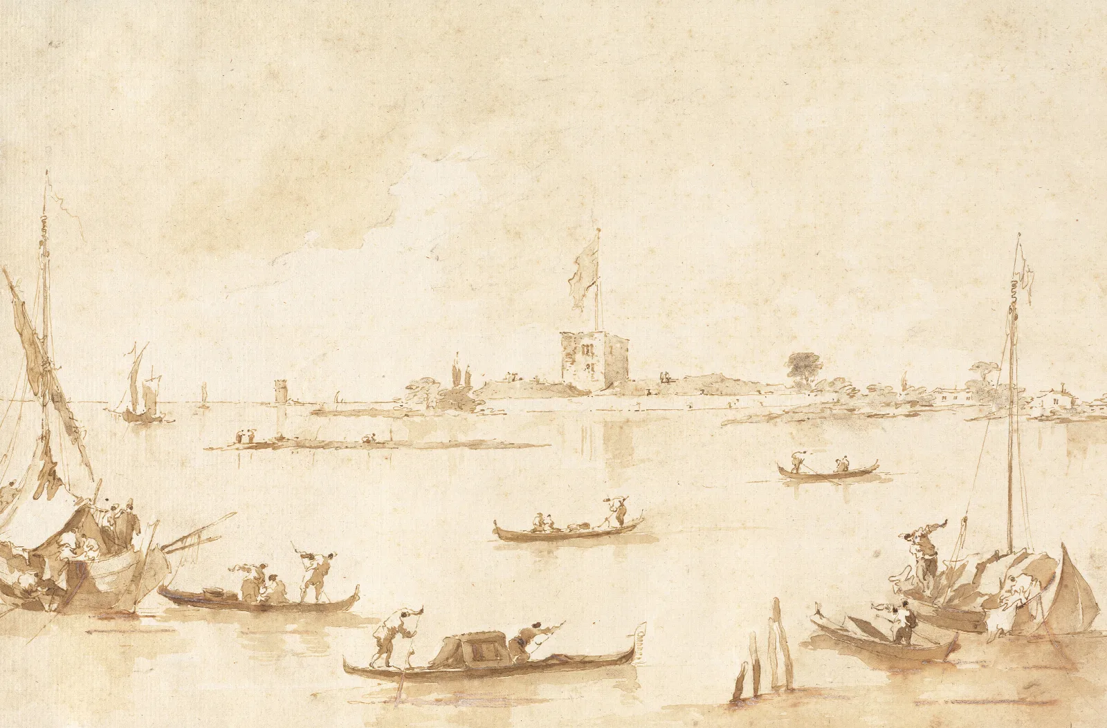 The Fortress Of San Andrea From The Lagoon Wall Art by Francesco Guardi - Canvas Print
