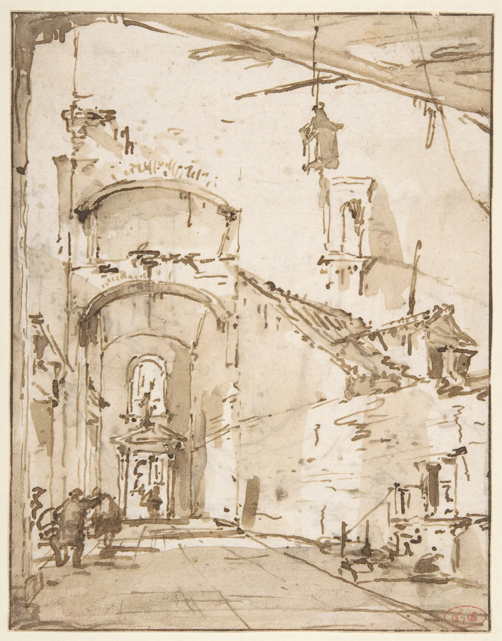 Architectural Capriccio A Vaulted Passageway Wall Art by Francesco Guardi - Canvas Print