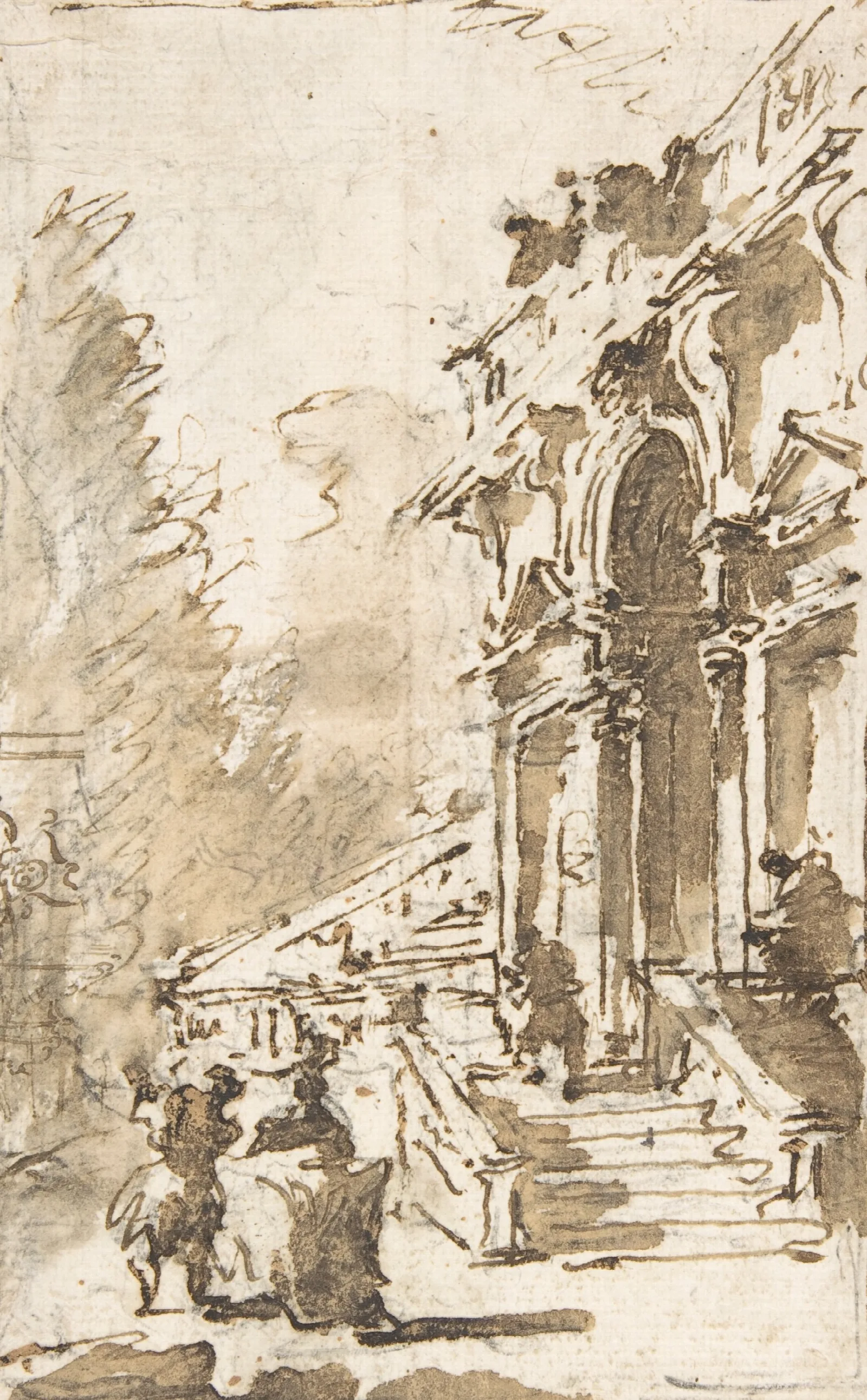 Architectural Capriccio Garden Entrance To A Palace Wall Art by Francesco Guardi - Canvas Print