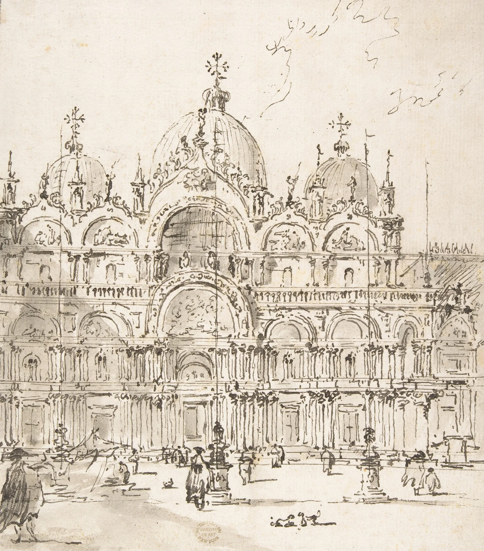 View Of Piazza With Basilica Of San Marco Wall Art by Francesco Guardi - Canvas Print