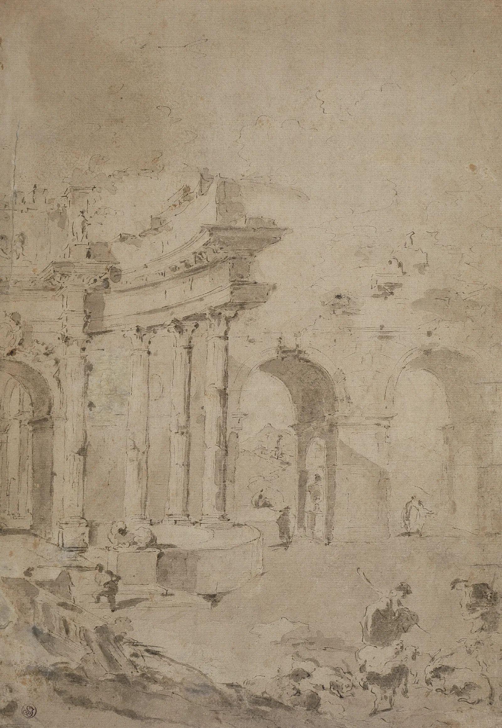 Capriccio Mit Romischen Ruinen Wall Art by Francesco Guardi - Canvas Print
