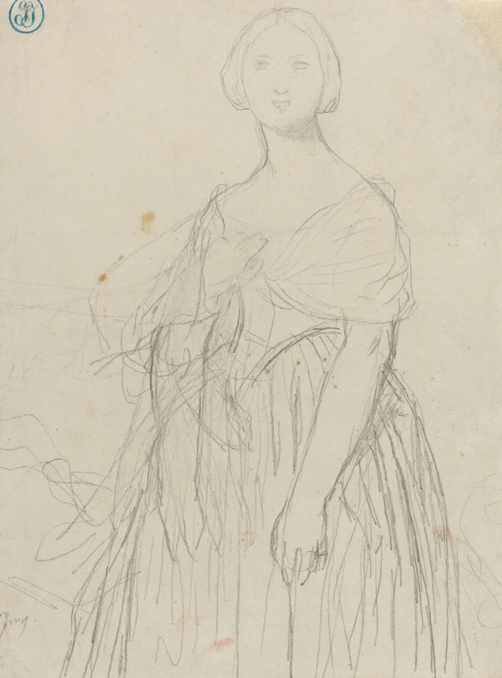 Sketch For Madame Moitessier Wall Art by Jean Auguste Dominique Ingres - Canvas Print
