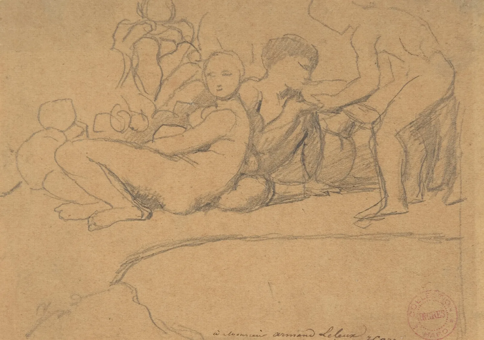 Nude Figures For Lage Dor Chateau De Dampierre Wall Art by Jean Auguste Dominique Ingres - Canvas Print