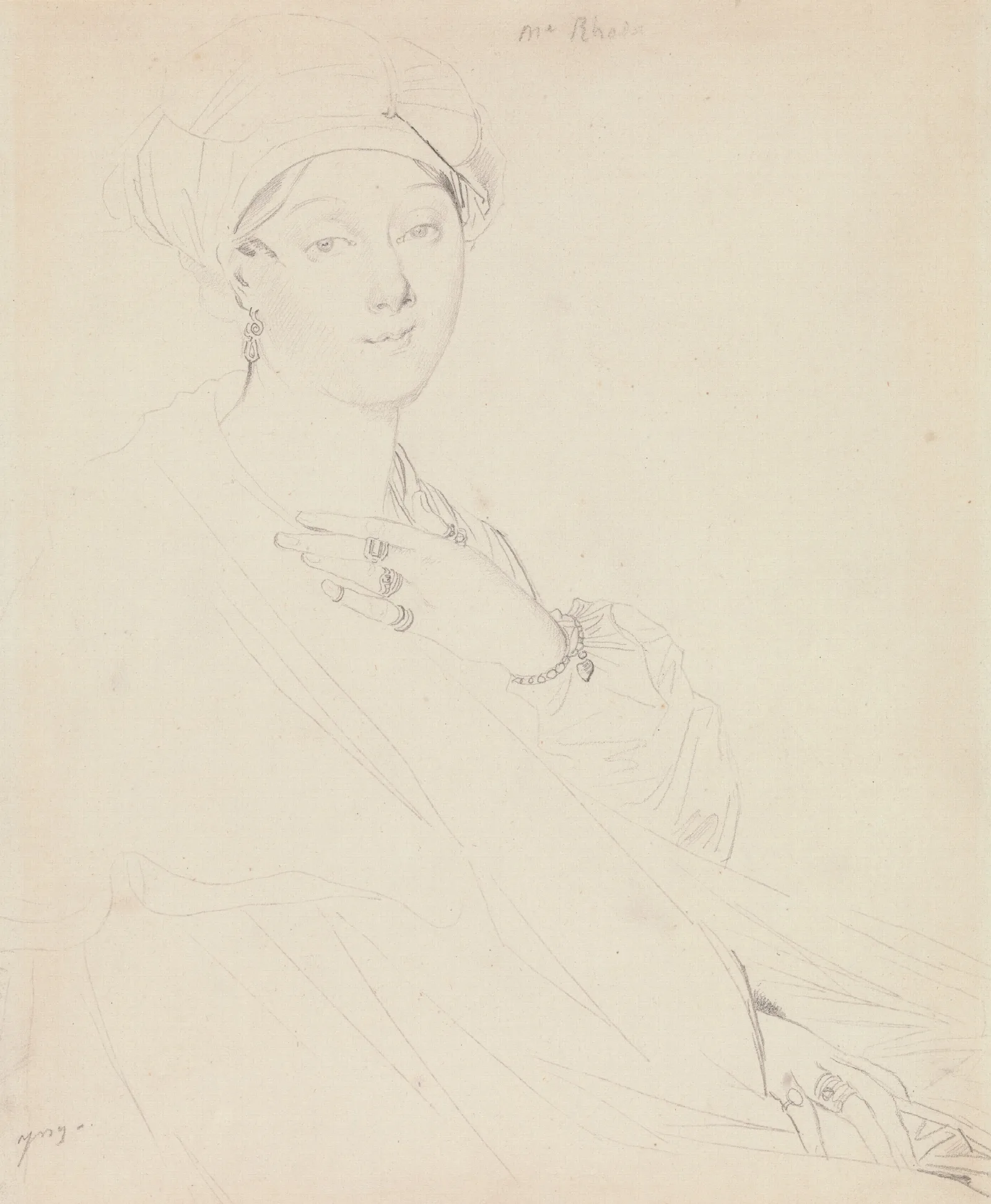 Portrait Of Madame Rhode Wall Art by Jean Auguste Dominique Ingres - Canvas Print