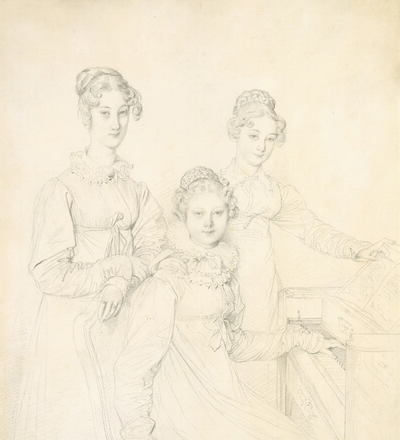 The Kaunitz Sisters Leopoldine Caroline And Ferdinandine Wall Art by Jean Auguste Dominique Ingres - Canvas Print