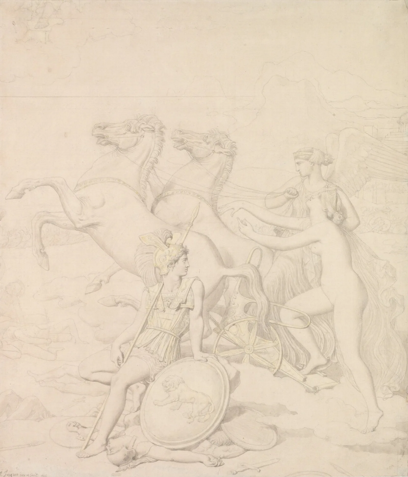 Venus Hurt By Diomedes Wall Art by Jean Auguste Dominique Ingres - Canvas Print