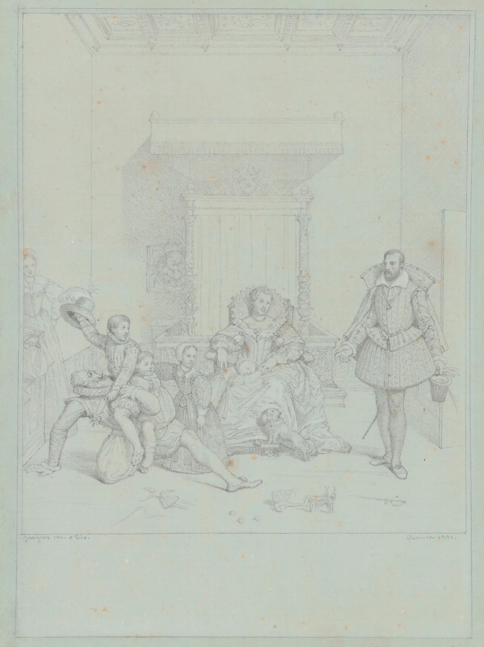 Henry Iv Playing With His Children Wall Art by Jean Auguste Dominique Ingres - Canvas Print