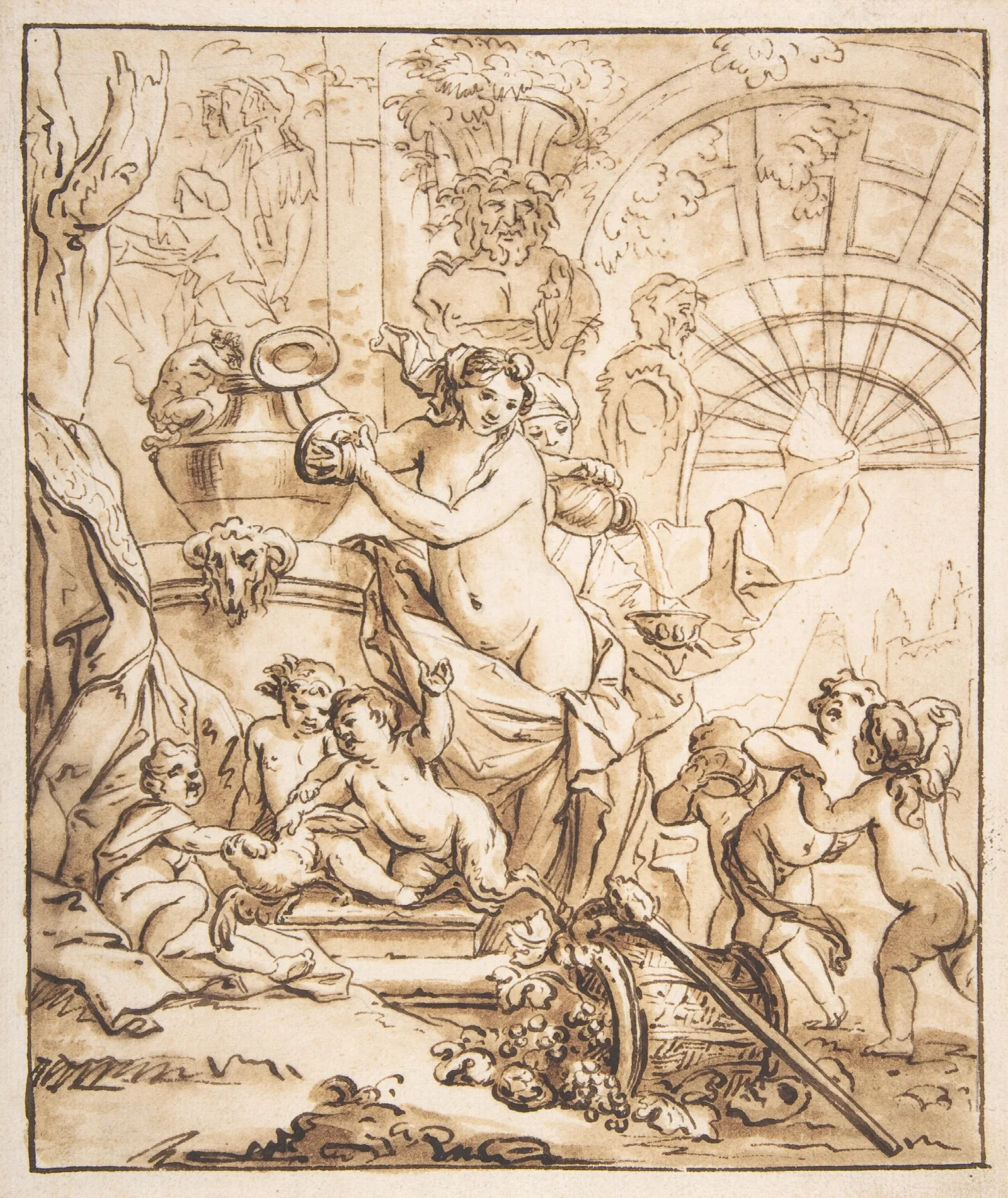 Bacchanalian Scene With Nymphs And Putti Wall Art by Gerard de Lairesse - Canvas Print