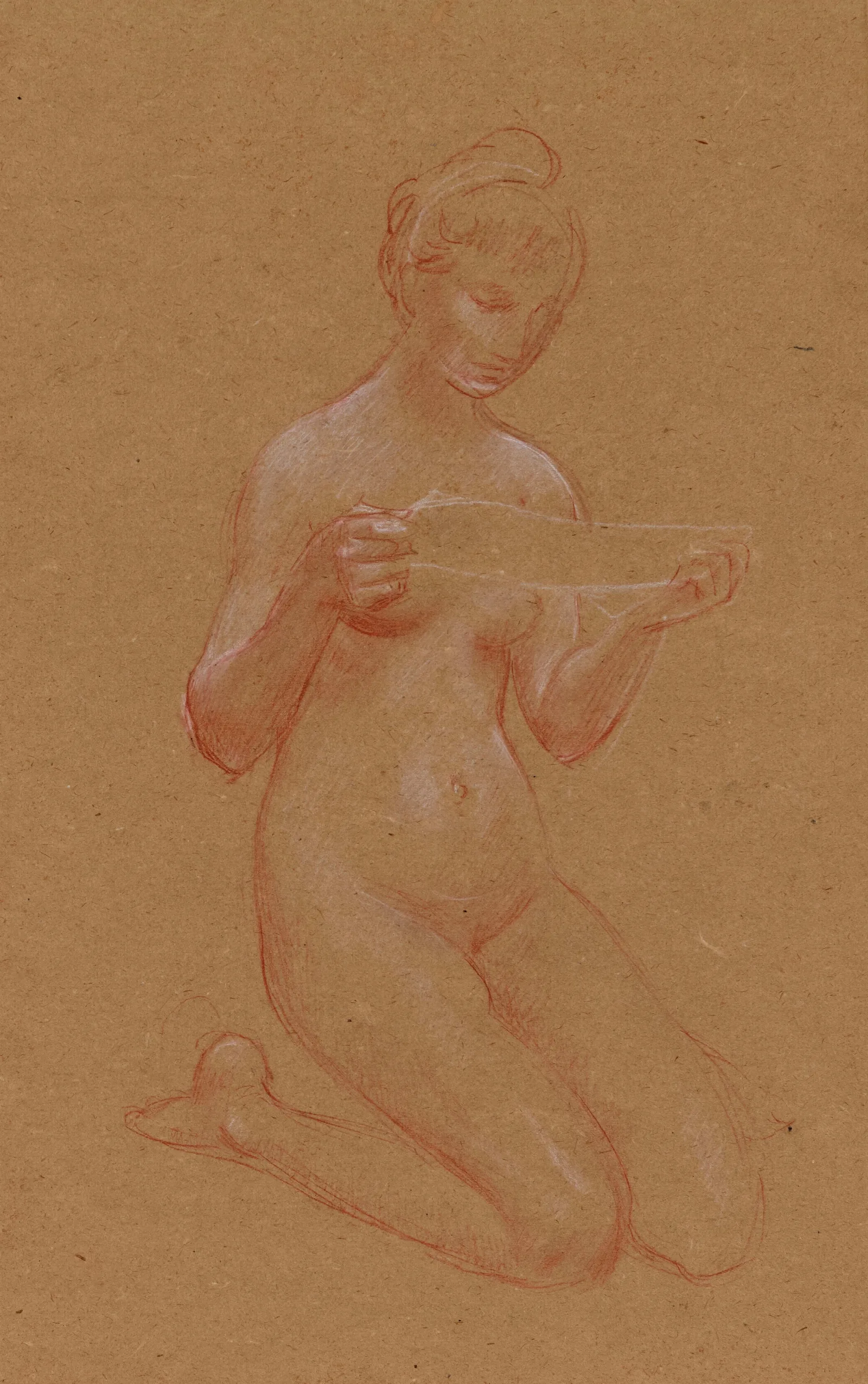 Femme Nue A Genoux Wall Art by Luc-Olivier Merson - Canvas Print