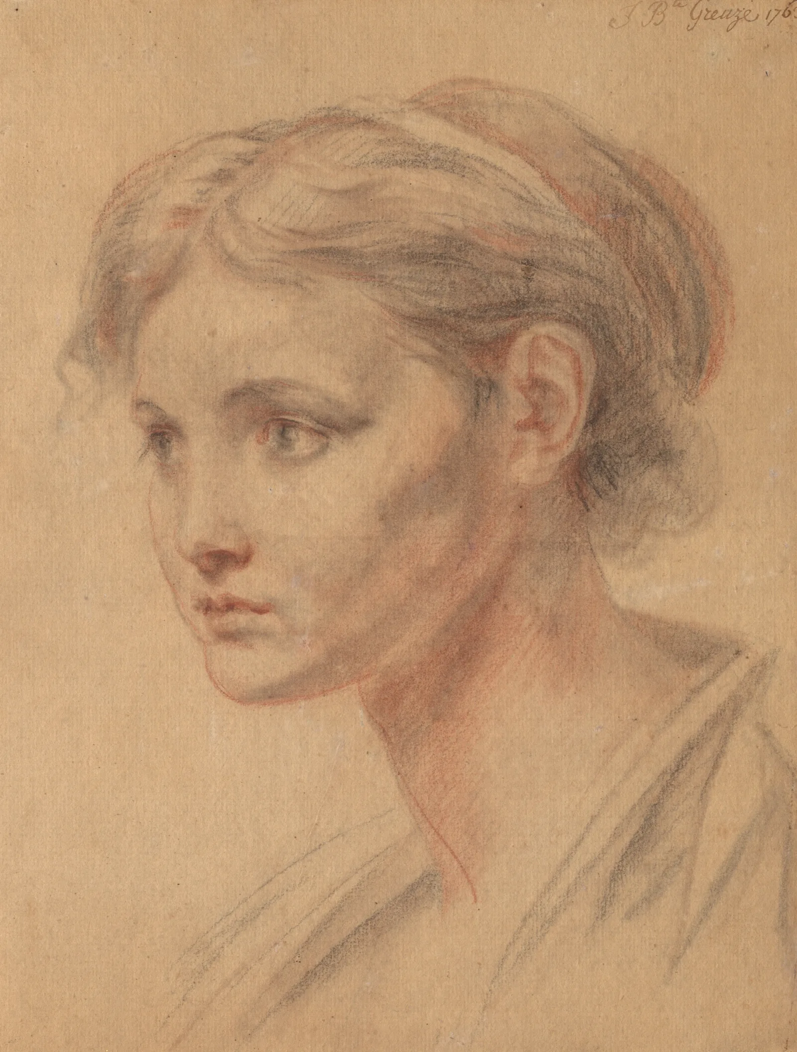 Head Of A Girl 5 Wall Art by Jean-Baptiste Greuze - Canvas Print