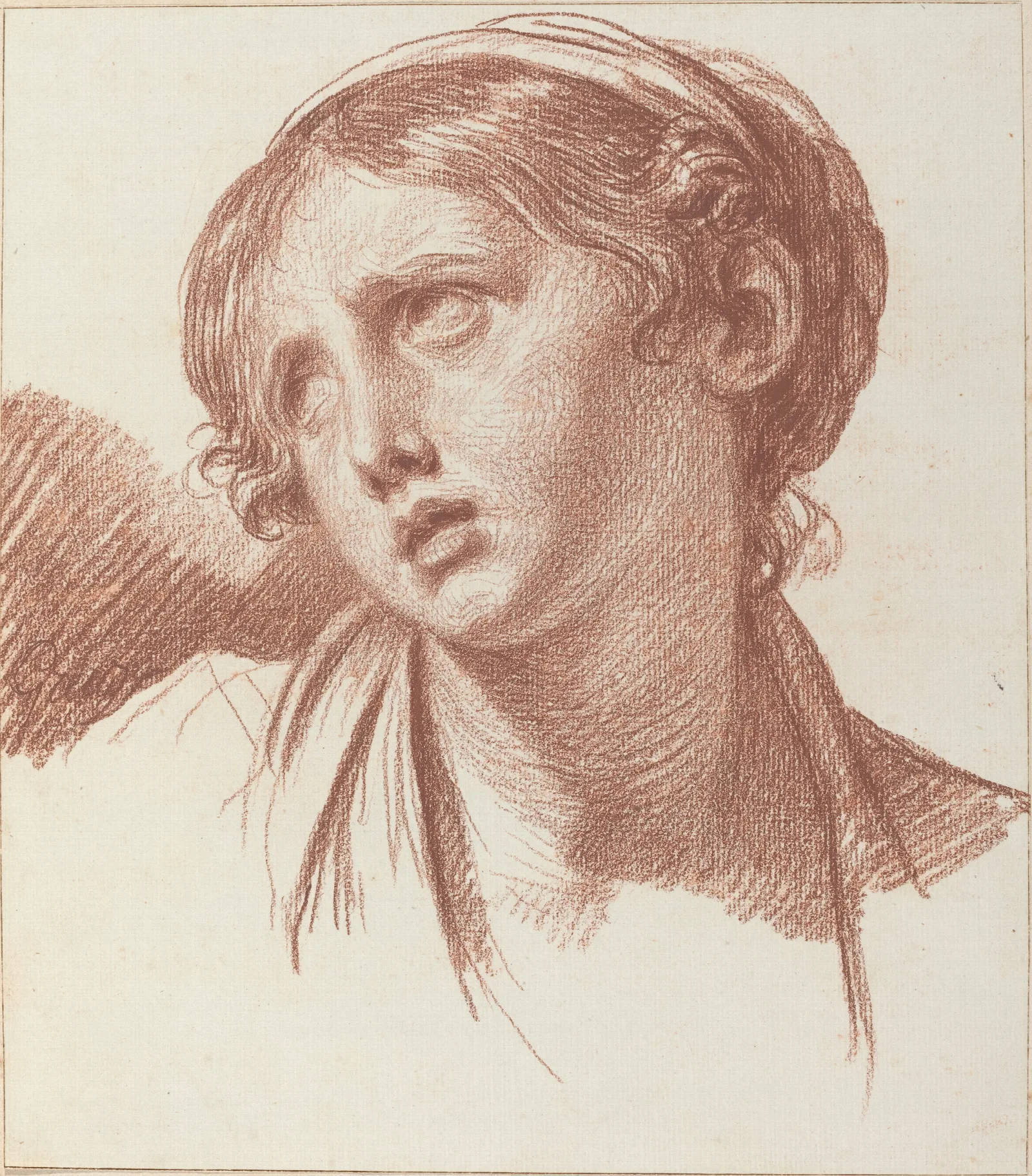 A Young Girl Looking Upward Wall Art by Jean-Baptiste Greuze - Canvas Print