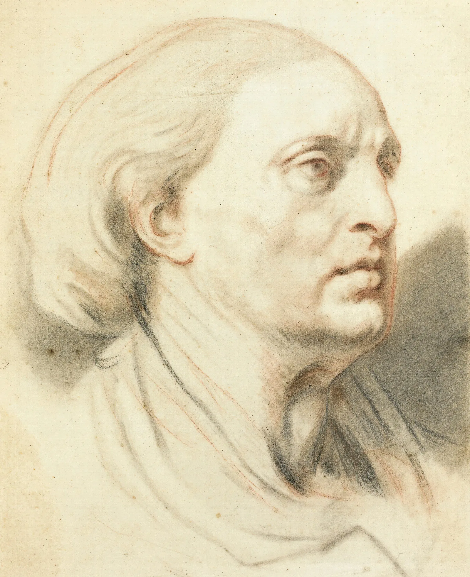 Study Of A Mans Head Wall Art by Jean-Baptiste Greuze - Canvas Print