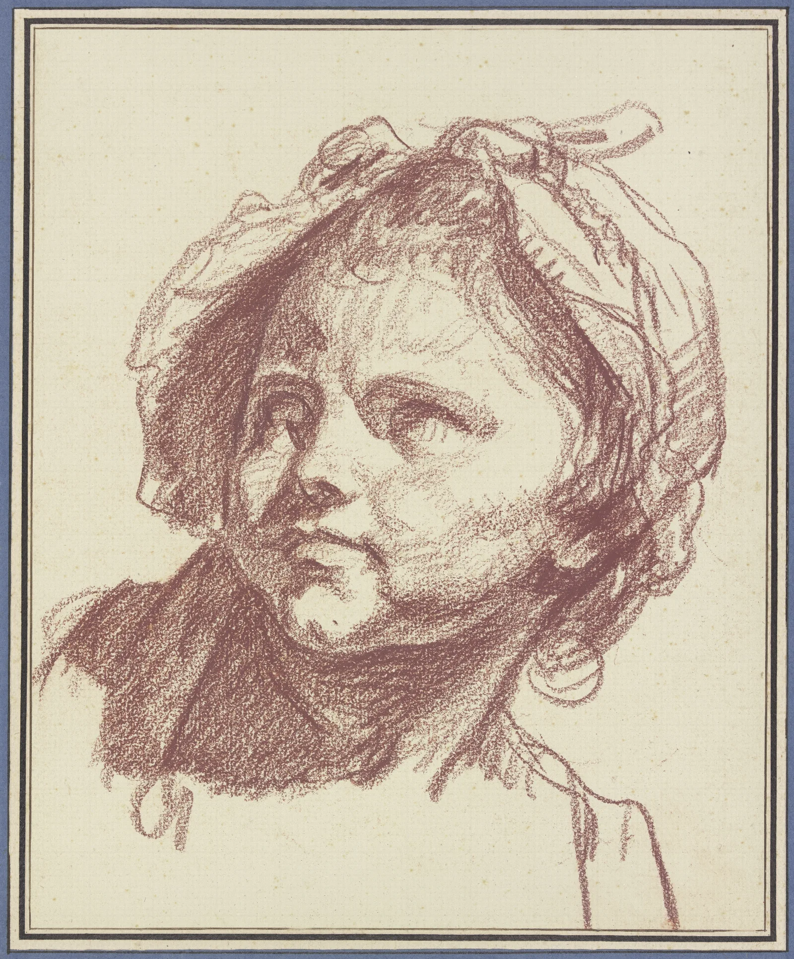 Girls Head With Bonnet Wall Art by Jean-Baptiste Greuze - Canvas Print