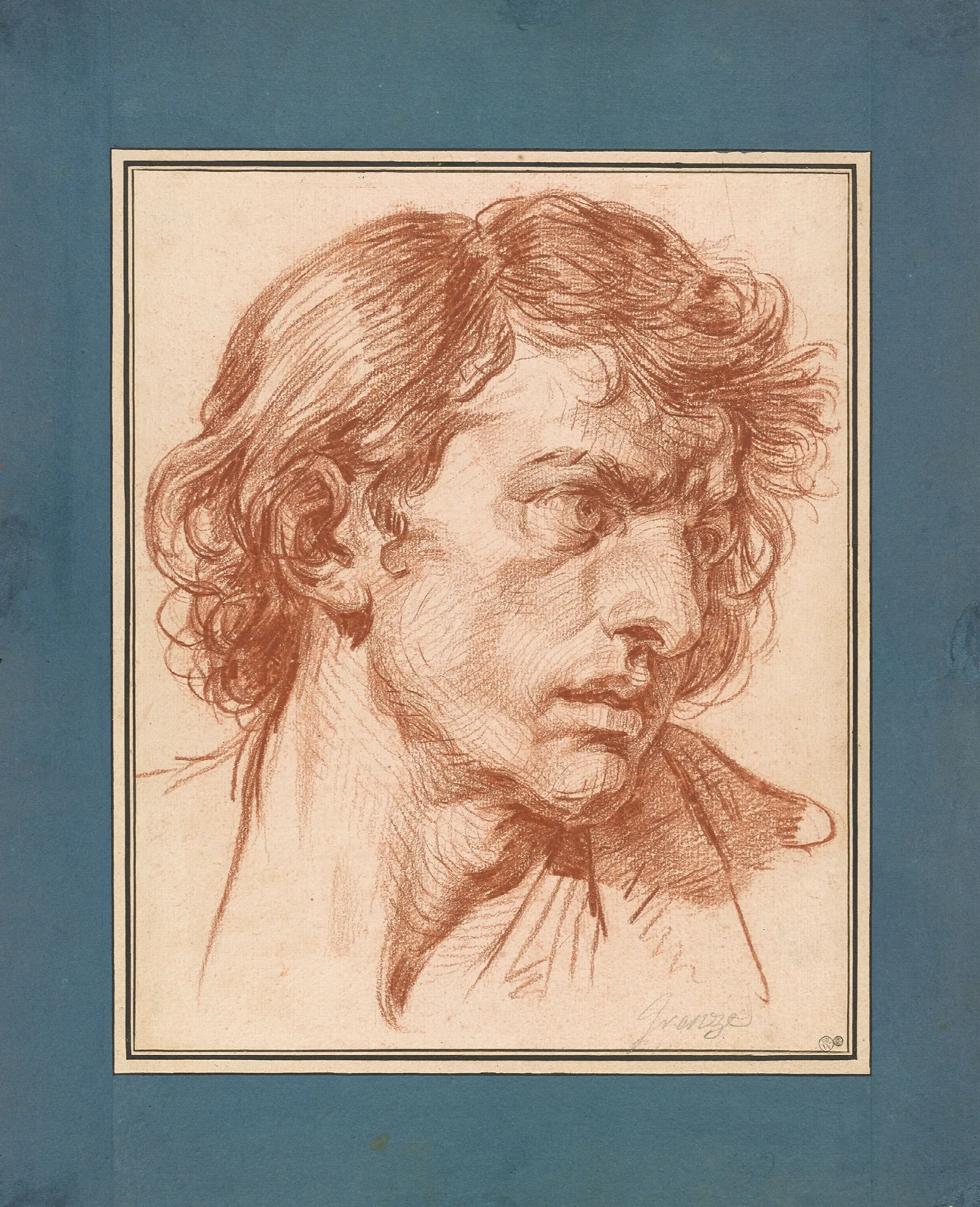 Head Of A Young Man 12 Wall Art by Jean-Baptiste Greuze - Canvas Print
