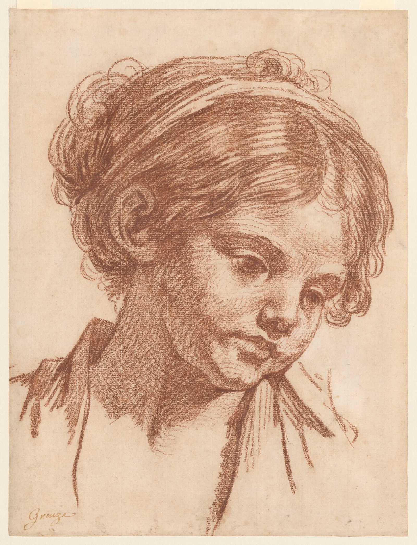Head Of A Young Girl 14 Wall Art by Jean-Baptiste Greuze - Canvas Print