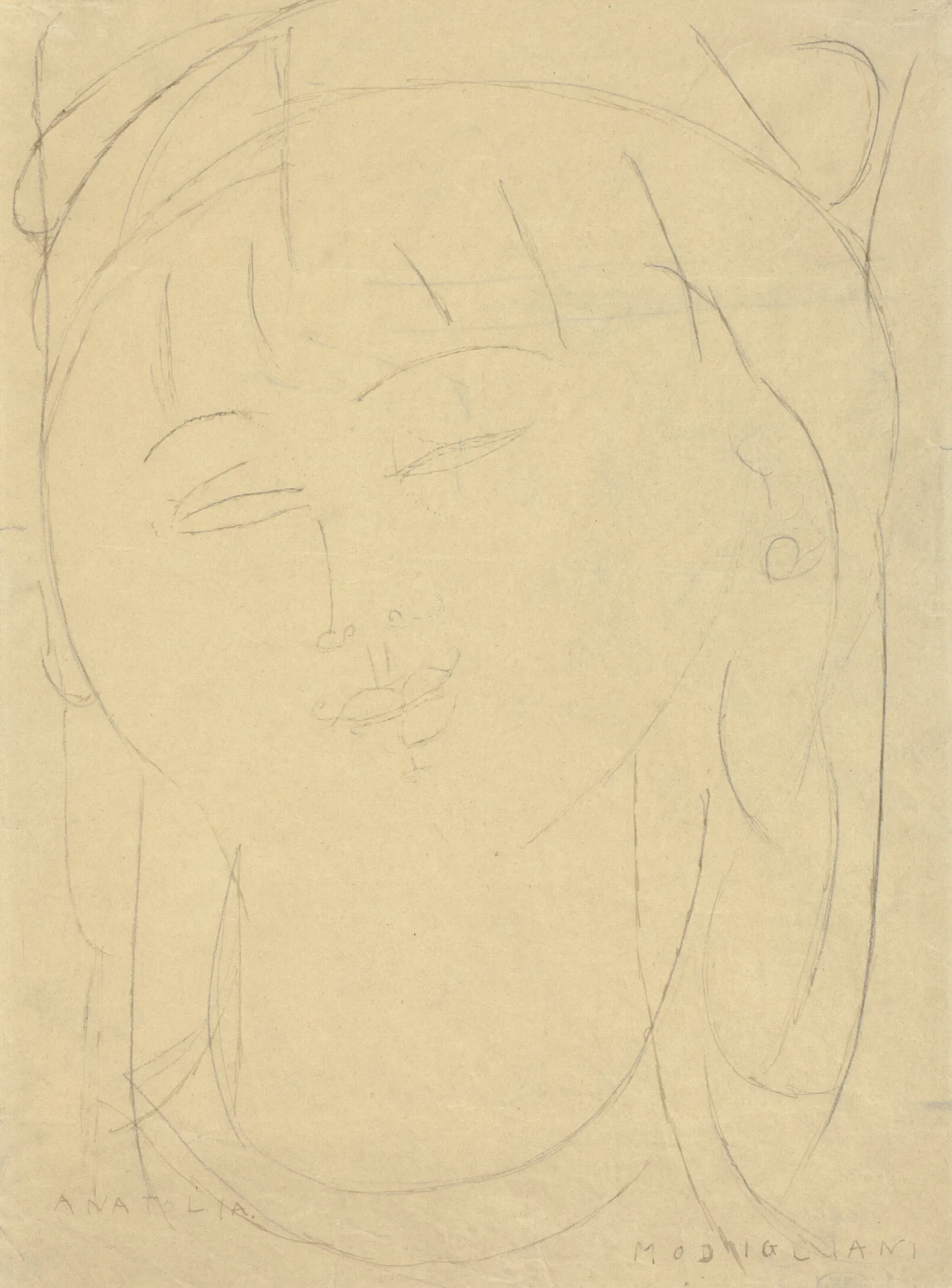 Head Of Anatolia Wall Art by Amedeo Modigliani - Canvas Print