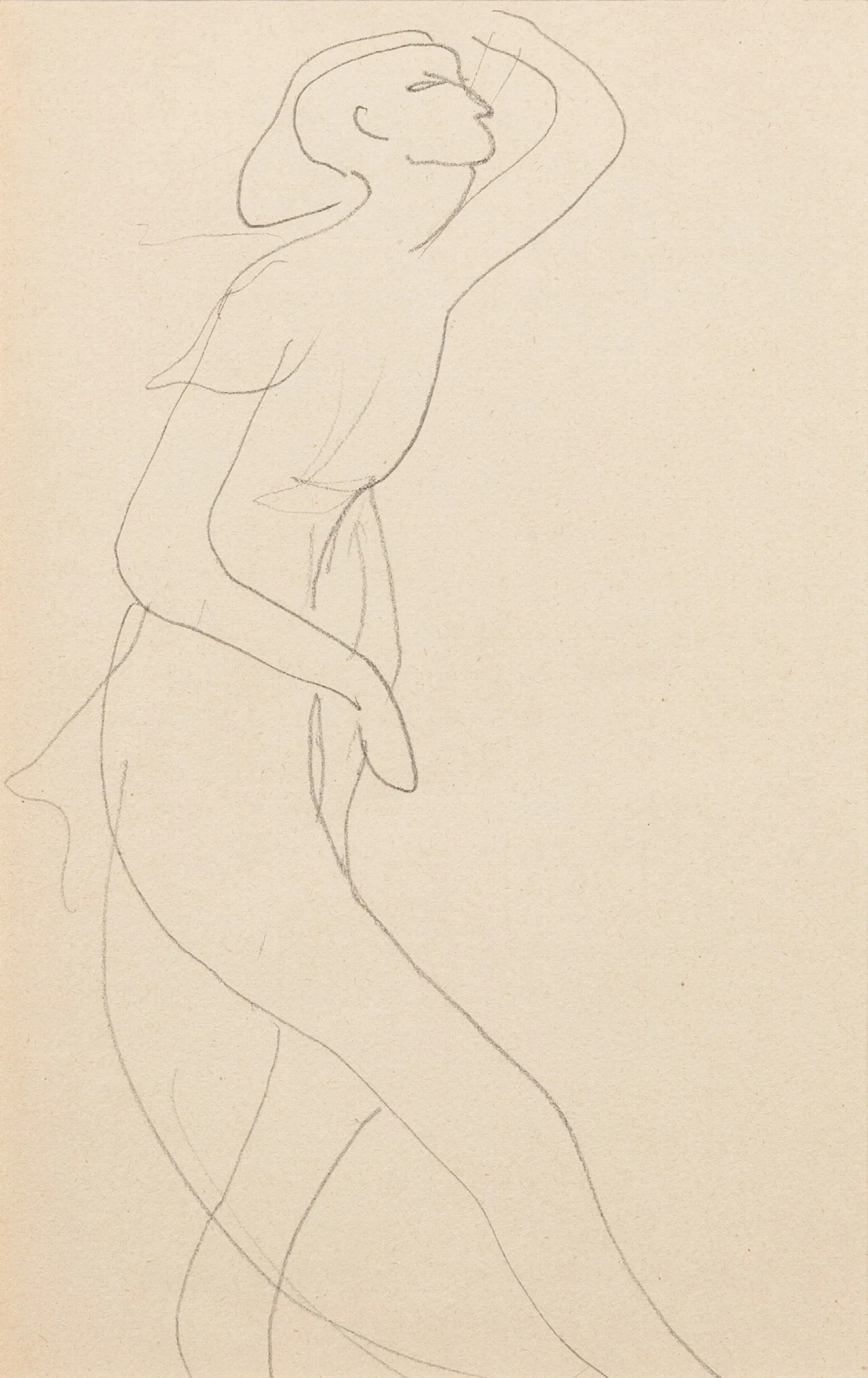 Esquisse De Femme Nue De Profil Droit Bras Gauche Releve Wall Art by Amedeo Modigliani - Canvas Print