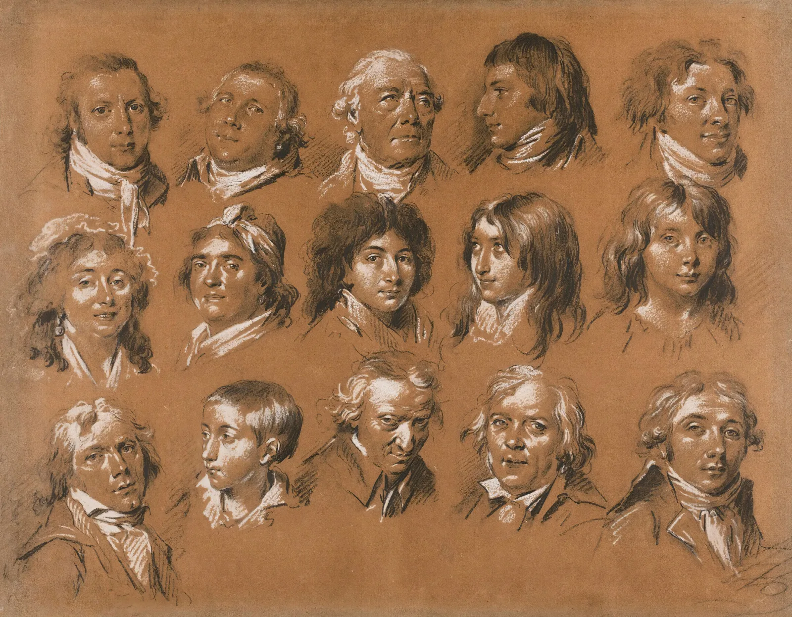 Portraits Of The Marquis De Rozay And His Family And Entourage Including A Self Portait Of The Artist Wall Art by Louis-Léopold Boilly - Canvas Print