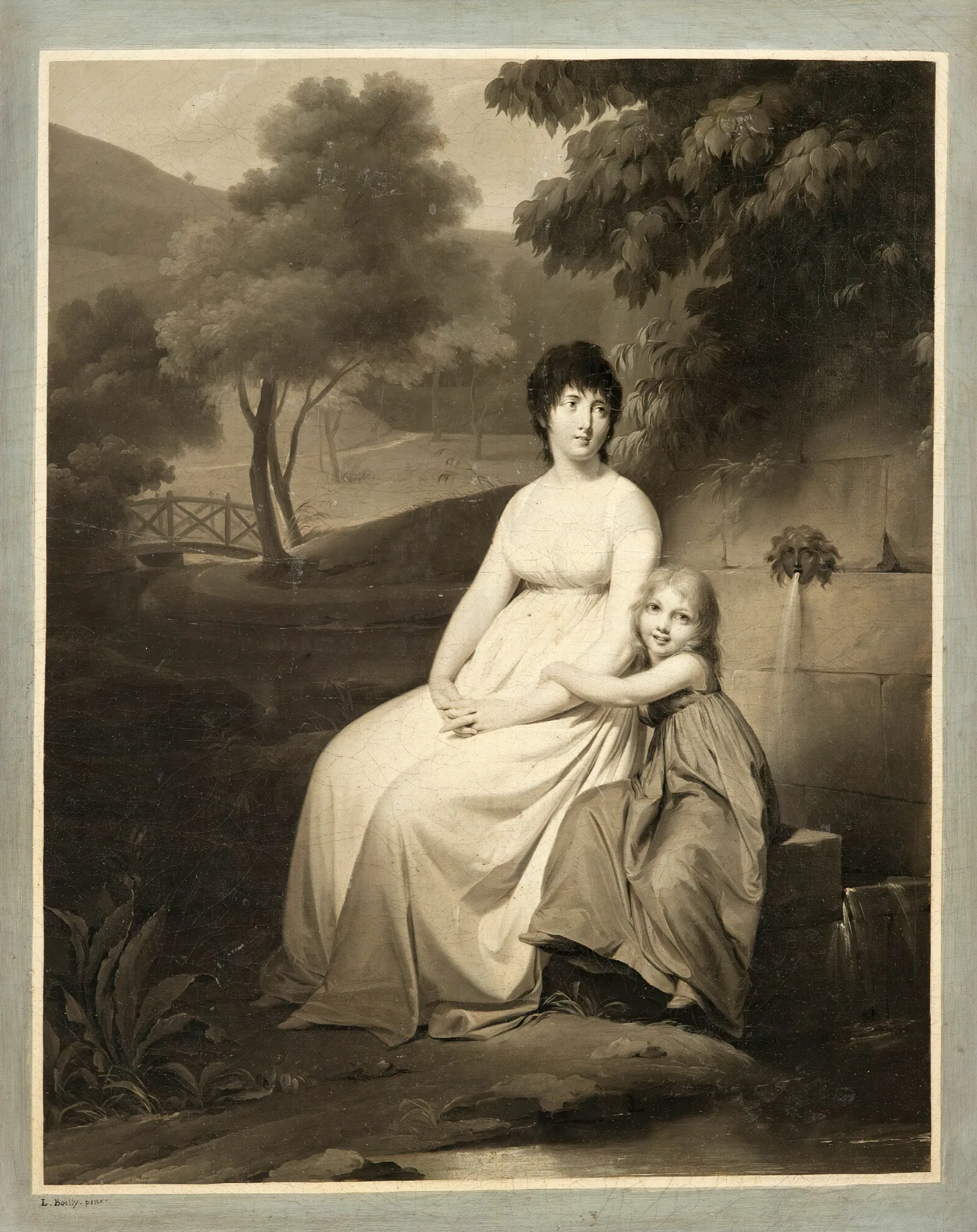 Portrait Said To Be Of Mrs Tallien And Her Daughter In A Park Wall Art by Louis-Léopold Boilly - Canvas Print