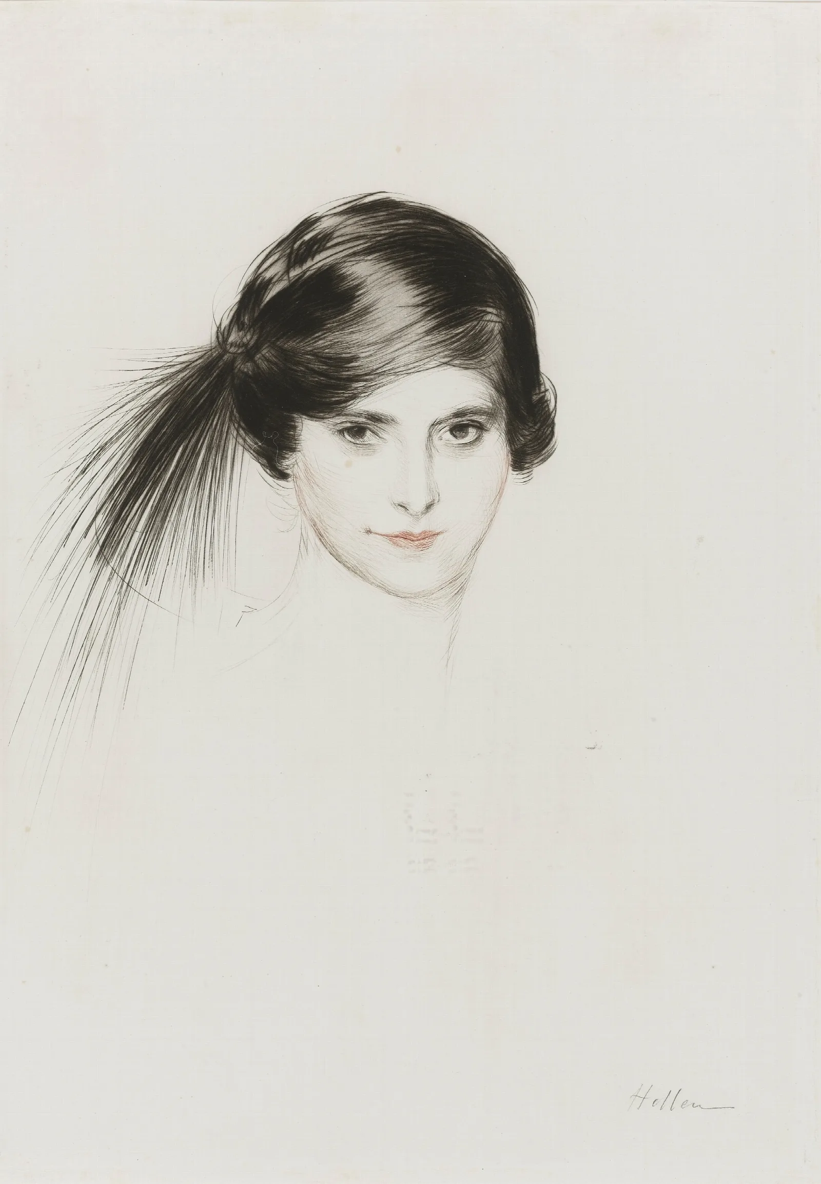 Head Of Helena Rubinstein With Egret Feathers Wall Art by Paul César Helleu - Canvas Print