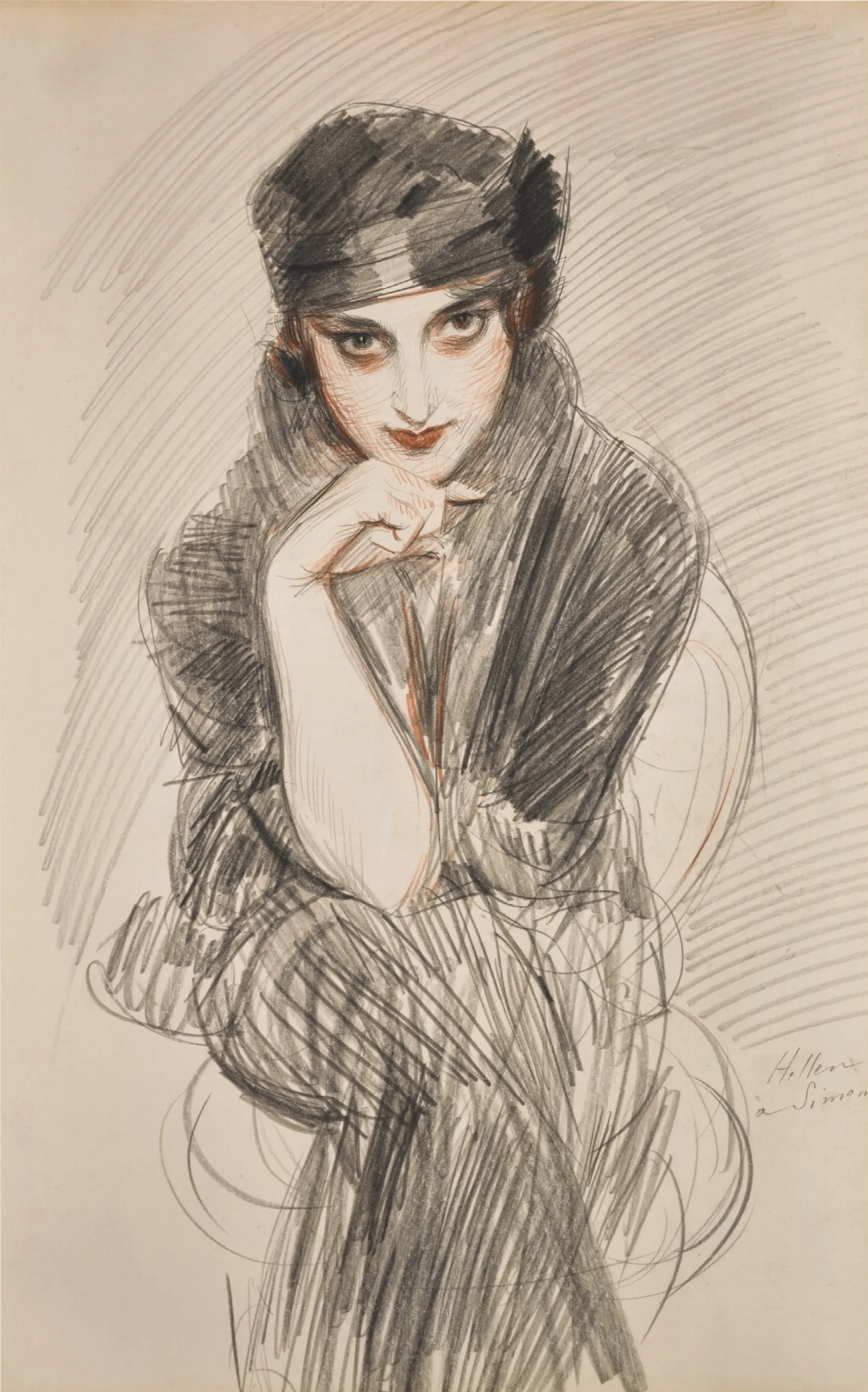 Portrait Of A Lady Possibly Madame Van Cleef Nee Lopez Penna Hebe Wall Art by Paul César Helleu - Canvas Print