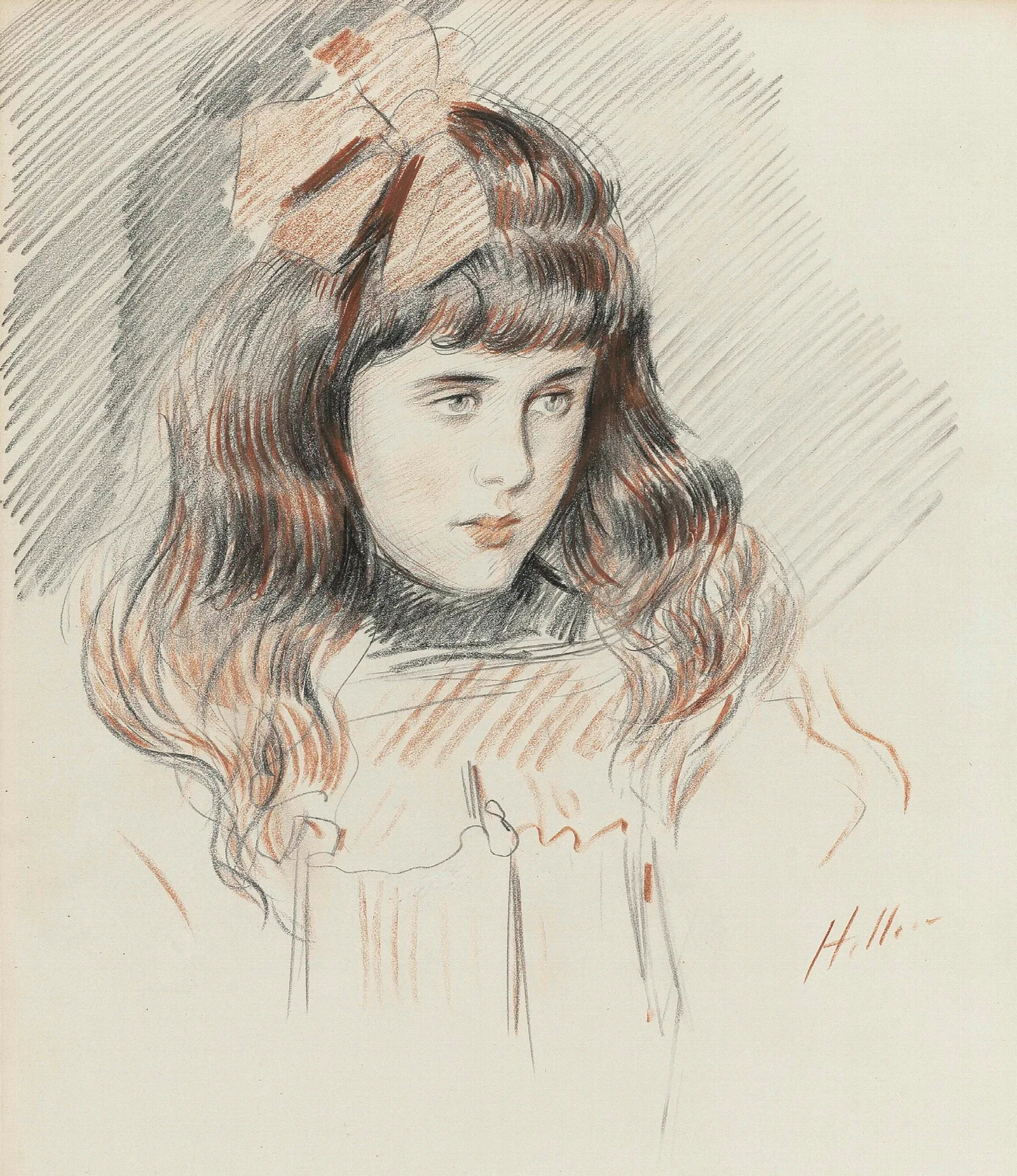 Portrait Of Ellen Helleu The Artists Daughter Wall Art by Paul César Helleu - Canvas Print