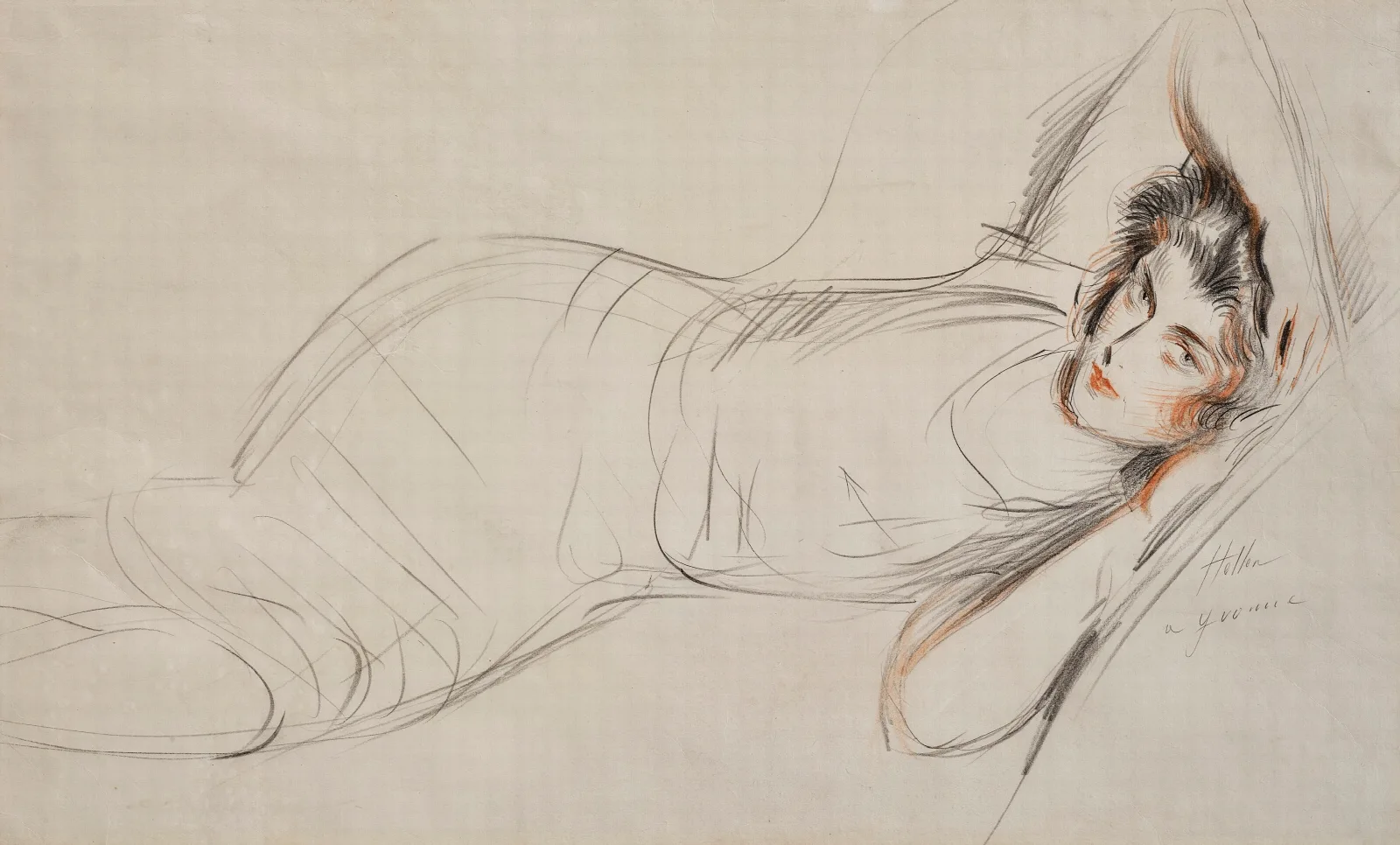 Portrait Of Yvonne Alexandre De Boismartin Wall Art by Paul César Helleu - Canvas Print