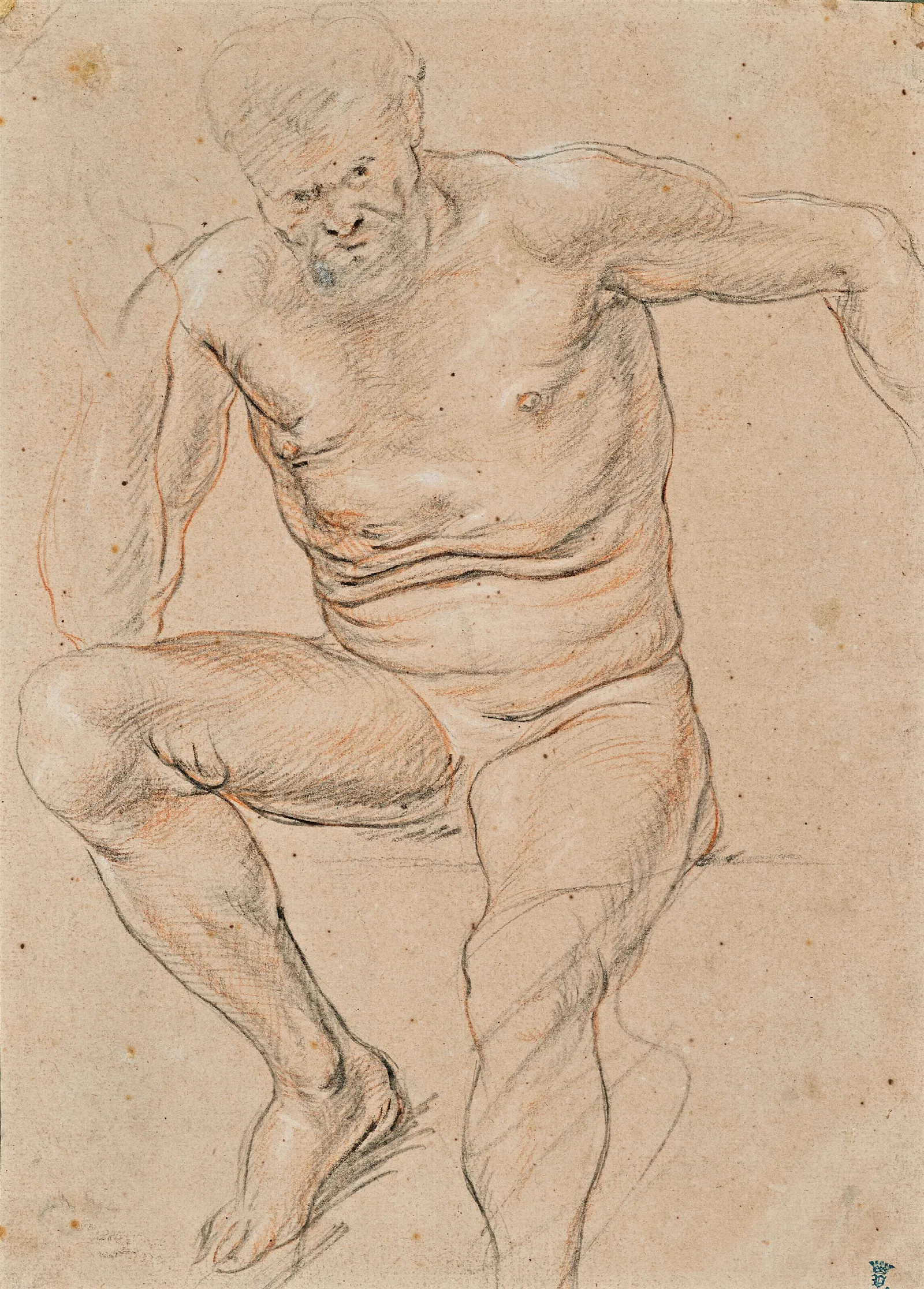 An Academy Of A Male Nude Seated Wall Art by Jacob Jordaens - Canvas Print