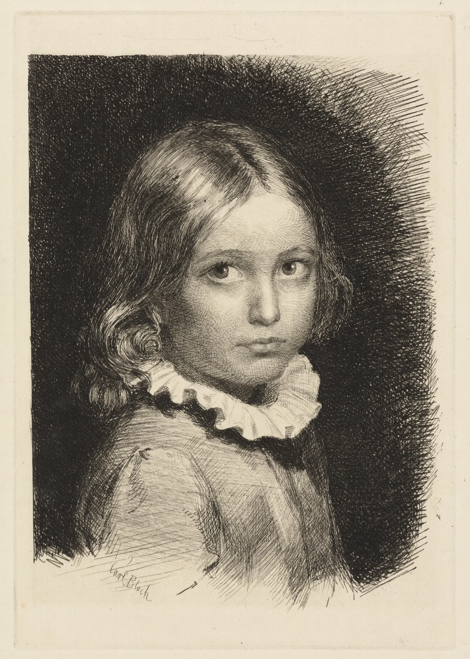 Child Portrait Of Clara Emilie Rose Bloch Wall Art by Carl Bloch - Canvas Print