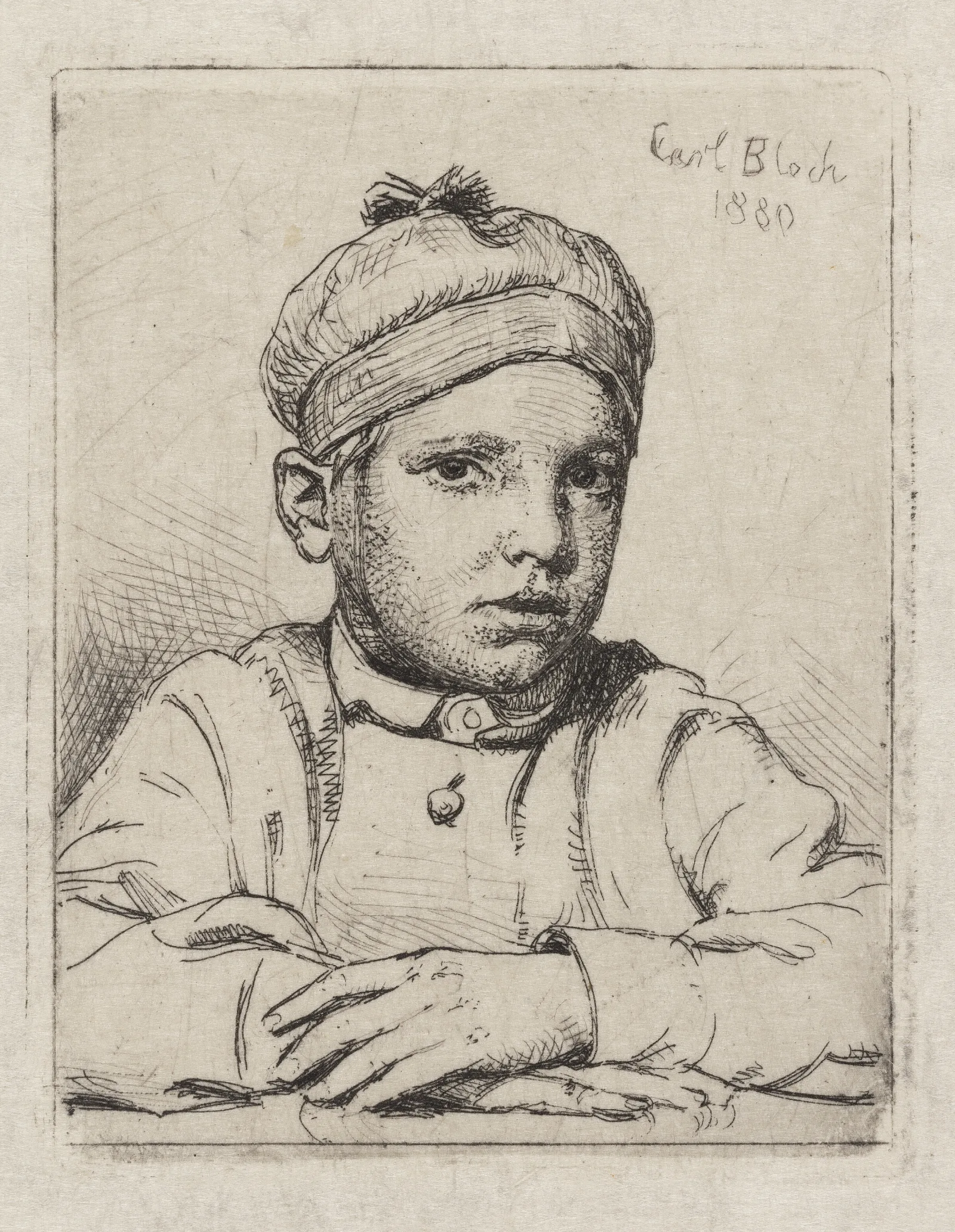 Drengen Med Hue Pa Hovedet Barneportraet Af Emanuel Trepka Bloch Wall Art by Carl Bloch - Canvas Print