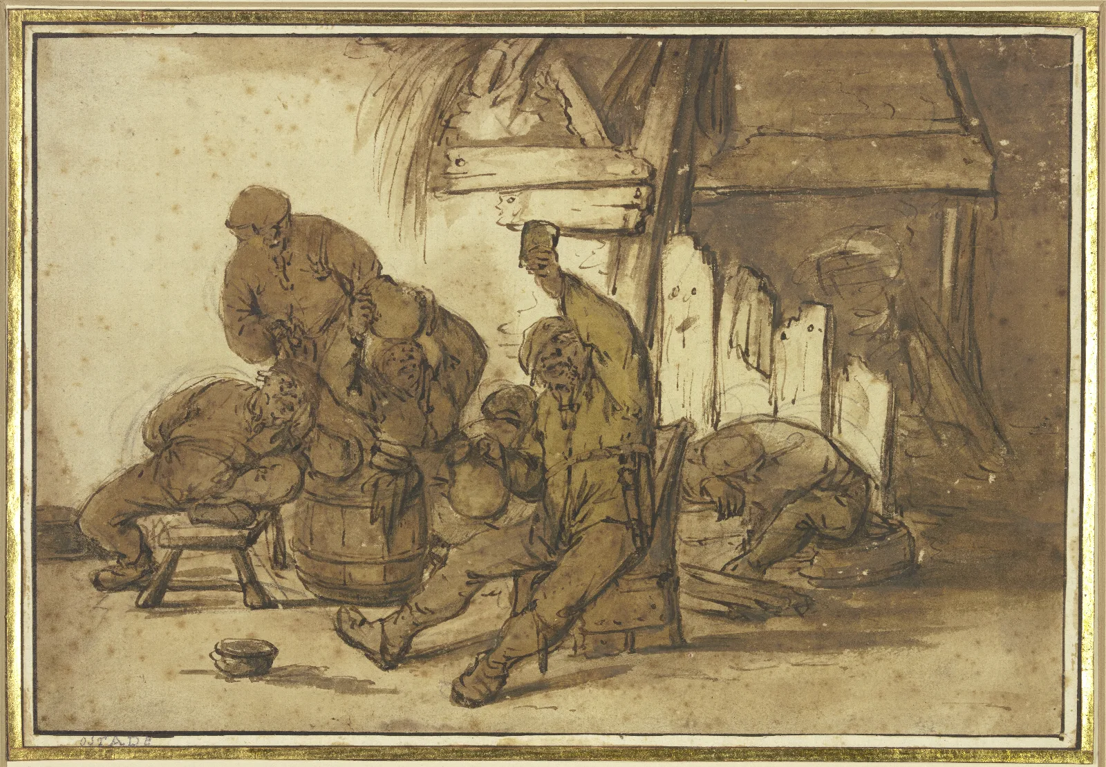 Bachanal In The Inn Wall Art by Adriaen van Ostade - Canvas Print