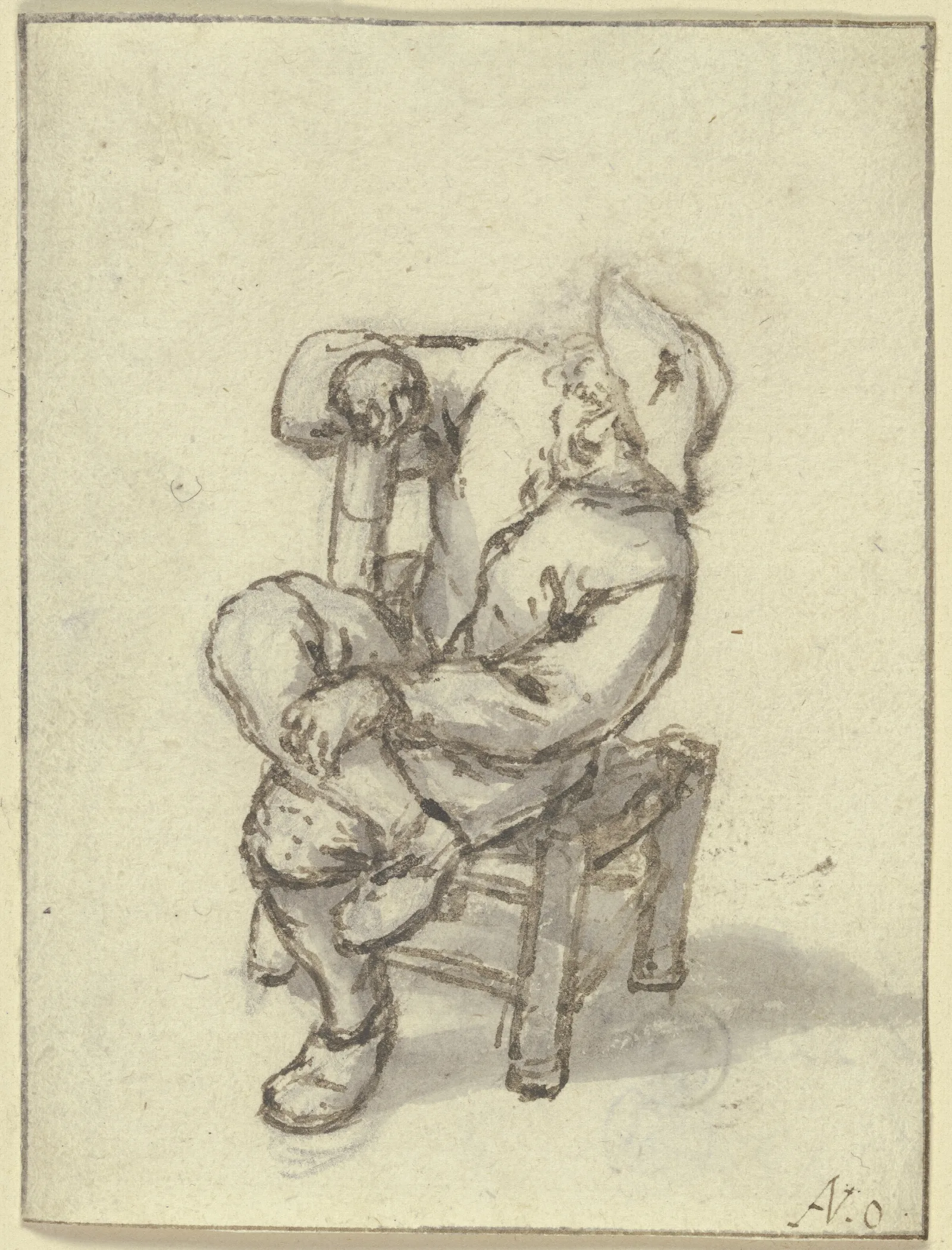 Sitzender Bauer Mit Ubergeschlagenen Beinen Wall Art by Adriaen van Ostade - Canvas Print