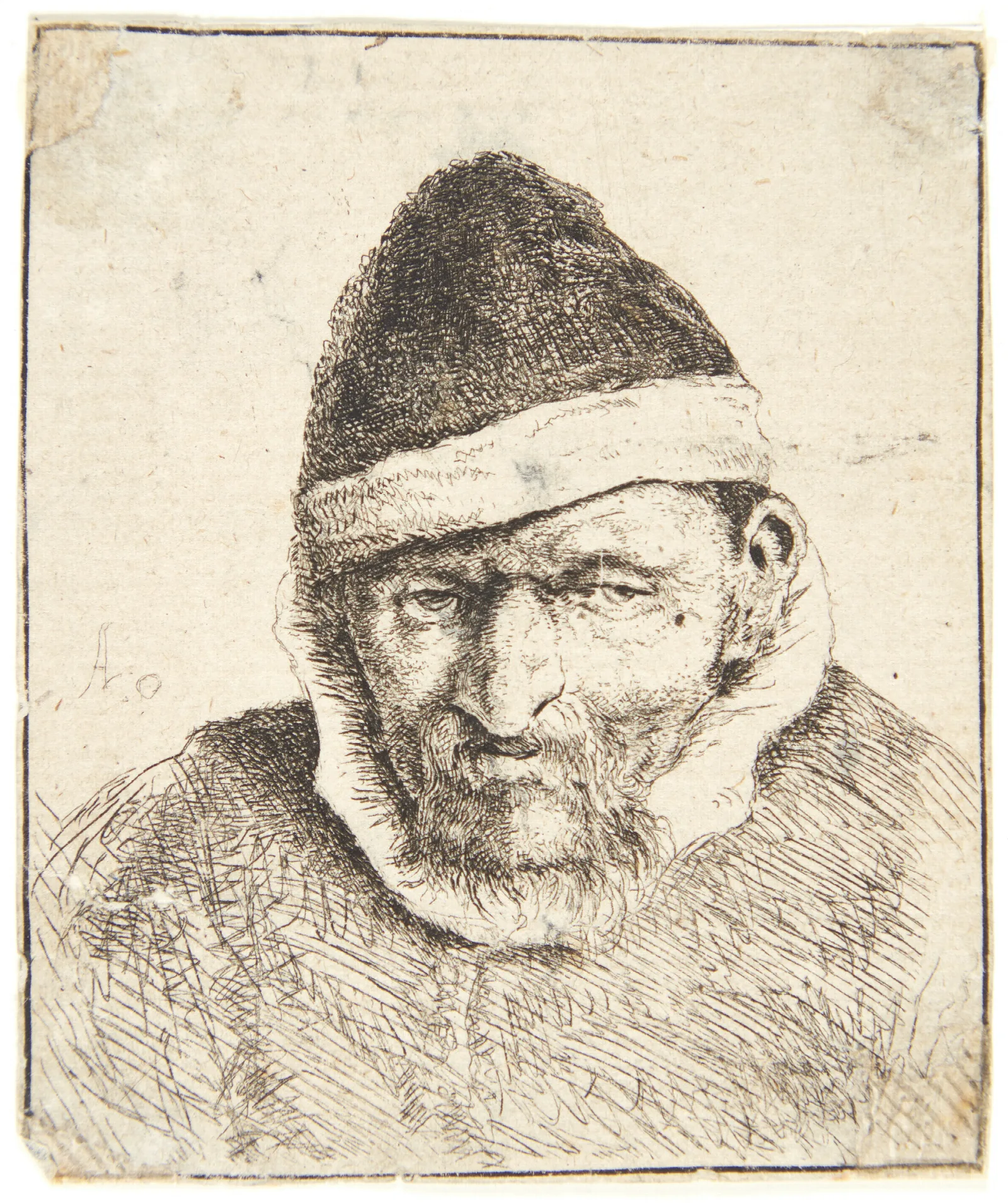 Peasant With Pointed Fur Hat Wall Art by Adriaen van Ostade - Canvas Print
