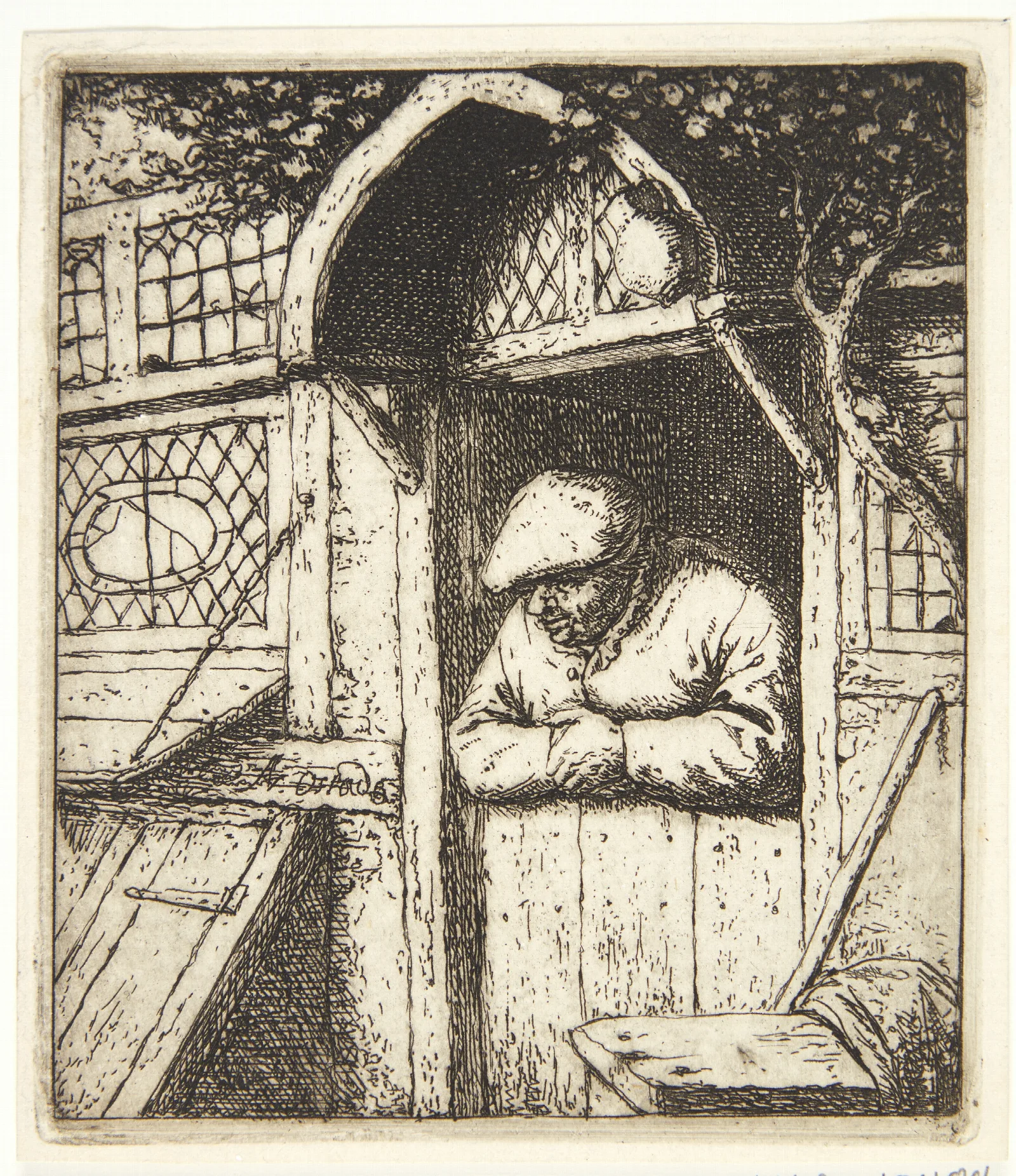 Farmer Leaning Out Of A Doorway Wall Art by Adriaen van Ostade - Canvas Print