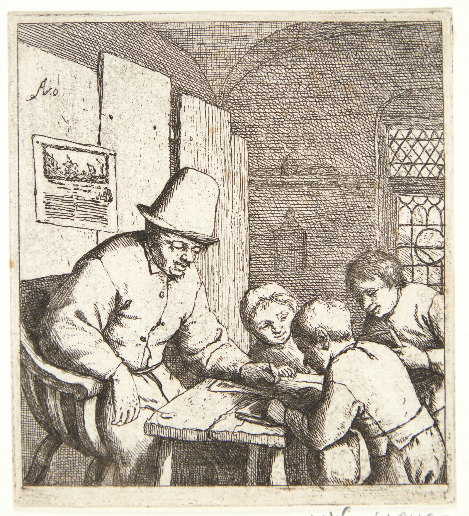 The School Teacher 2 Wall Art by Adriaen van Ostade - Canvas Print