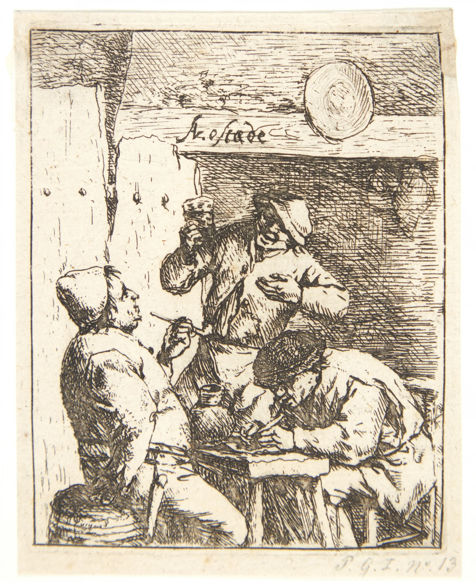 Three Farmers Smoking And Drinking In A Tavern Wall Art by Adriaen van Ostade - Canvas Print