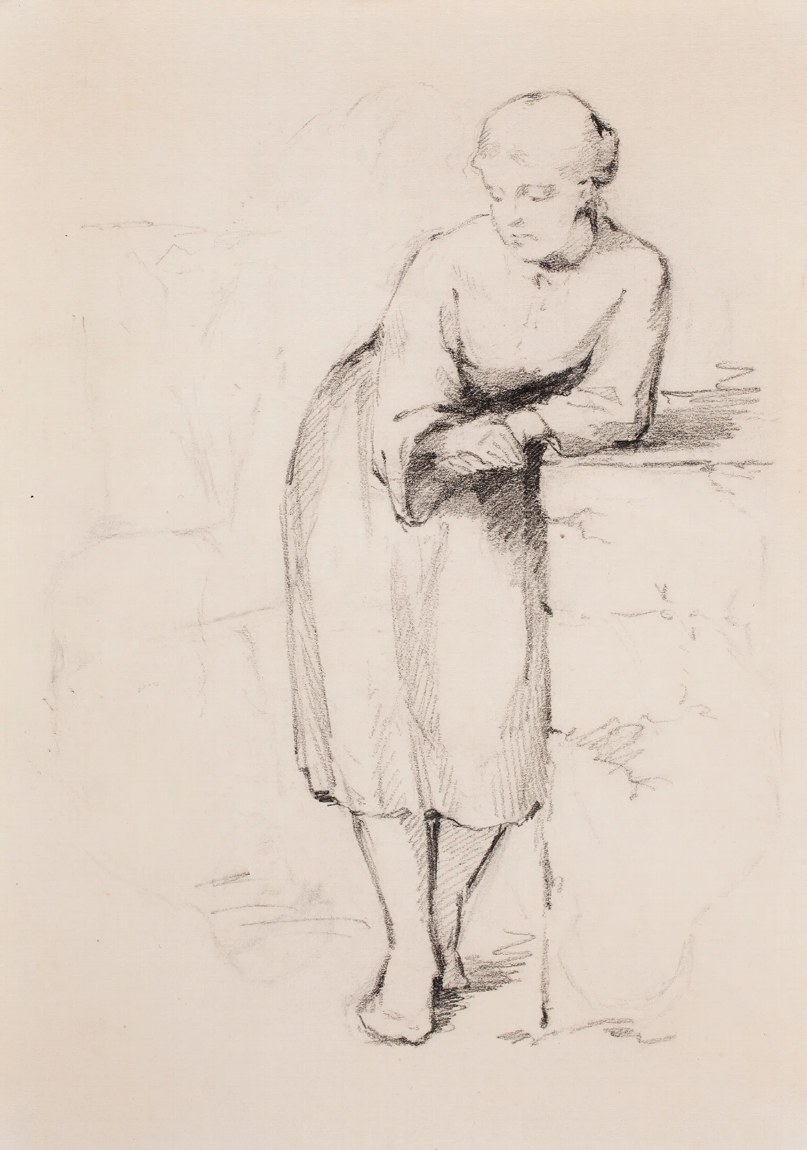 Muuriin Nojaava Nainen Wall Art by Helene Schjerfbeck - Canvas Print
