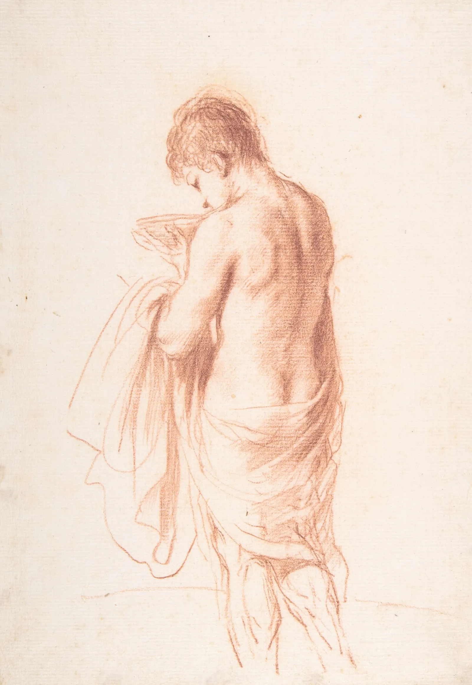 Standing Youth Seen From Behind Holding A Bowl Wall Art by Guercino - Canvas Print
