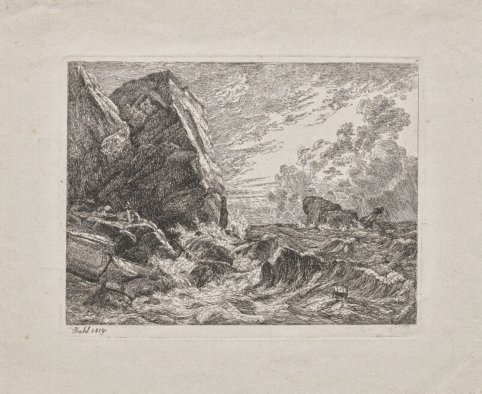 Norwegian Seacoast During A Storm Wall Art by Johan Christian Dahl - Canvas Print